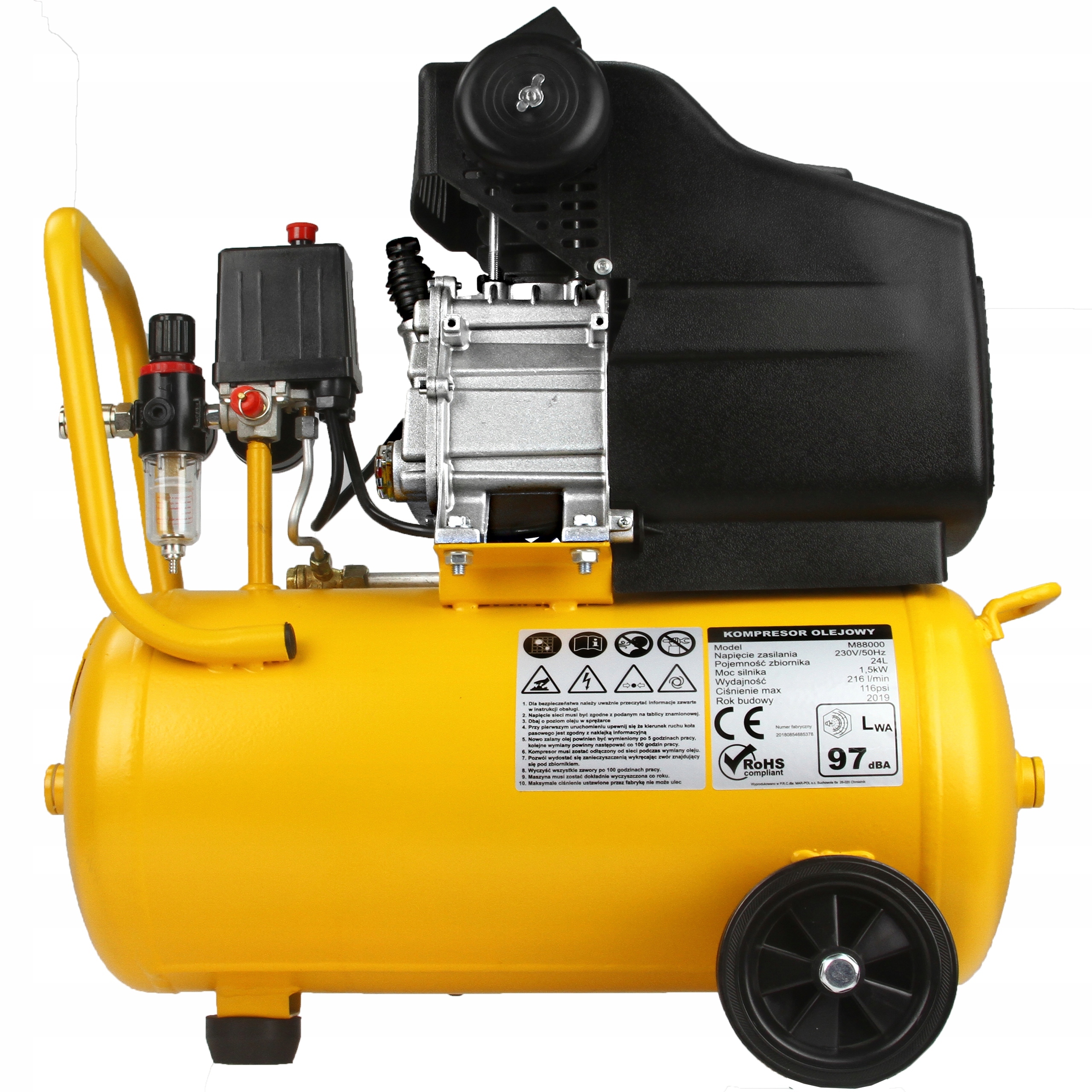 KOMPRESOR OLEJOWY SPRĘŻARKA TŁOKOWA 24L 8bar Model M88000