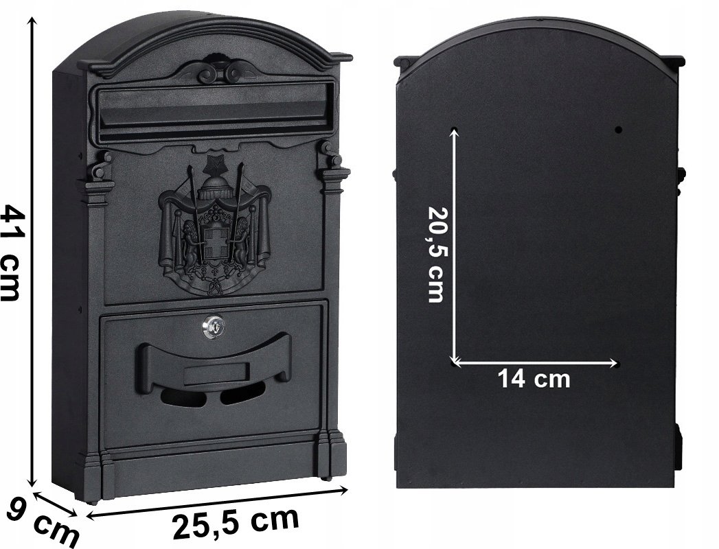 SKRZYNKA POCZTOWA NA LISTY ULOTKI VINTAGE RETRO NA OGRODZENIE PŁOT CZARNA Marka Gockowiak
