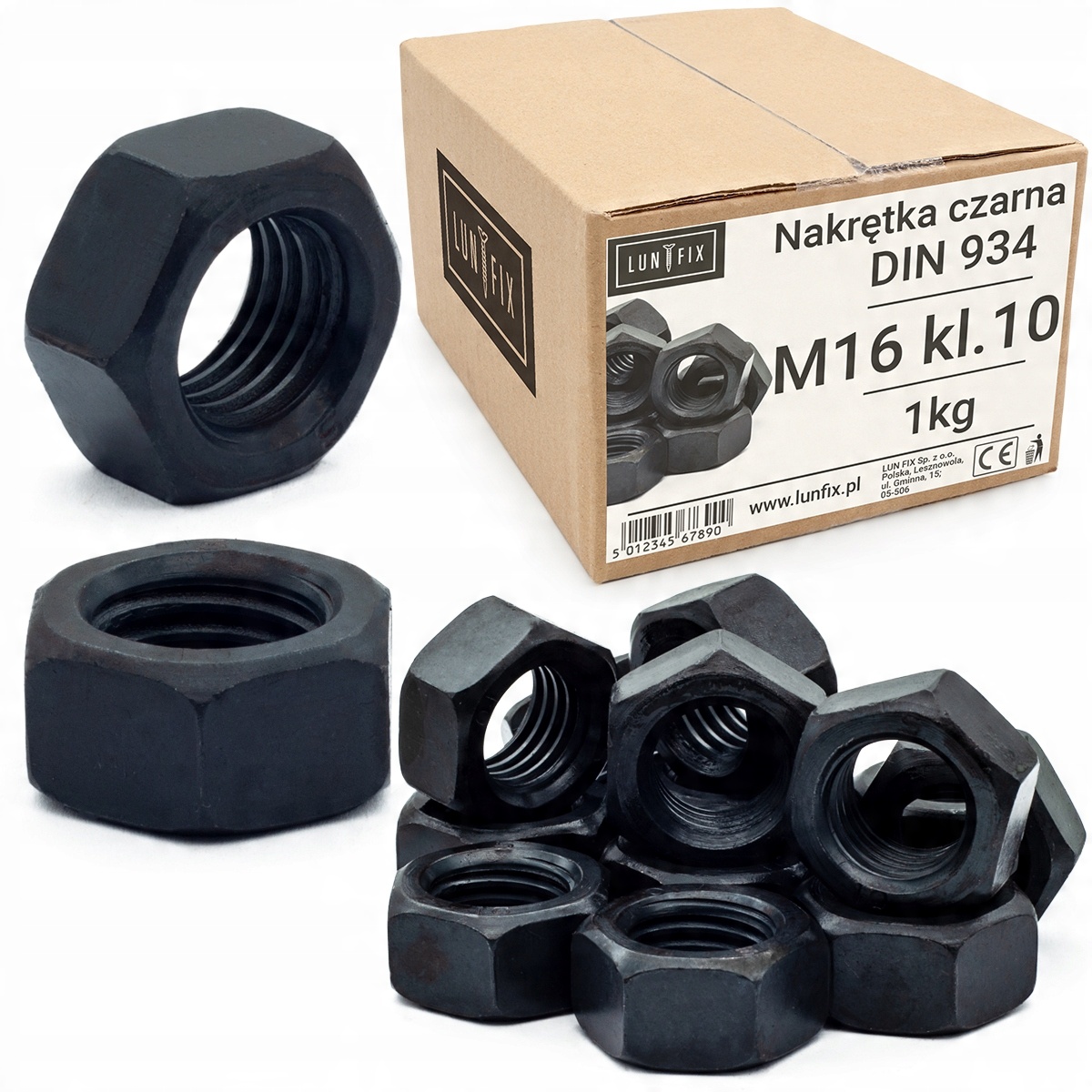 

Nakrętka M16 kl10,9 czarna Din 934 op1kg-ok 32szt