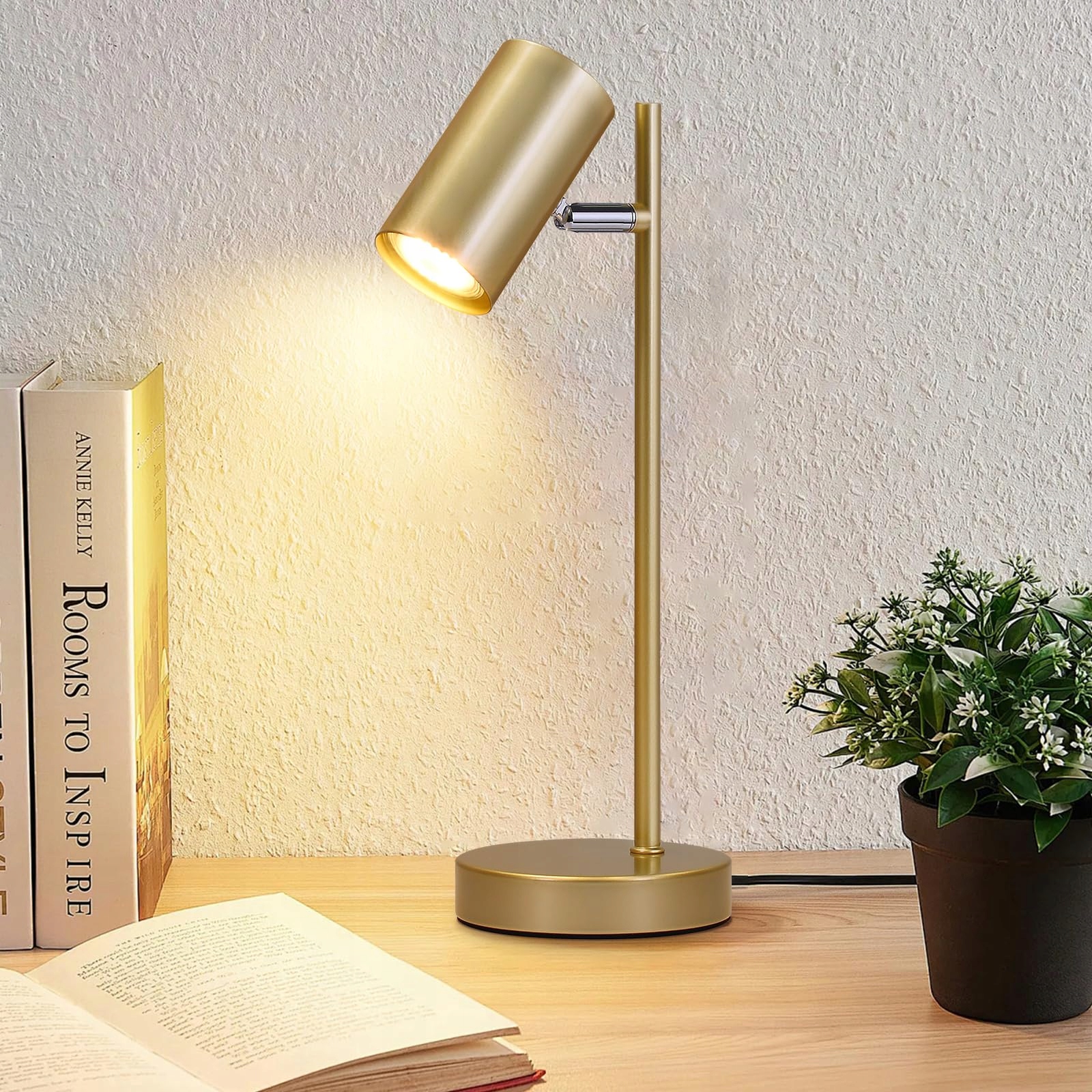 Cbjktx Noční lampa zlatá kovová do ložnice a obývacího pokoje GU10