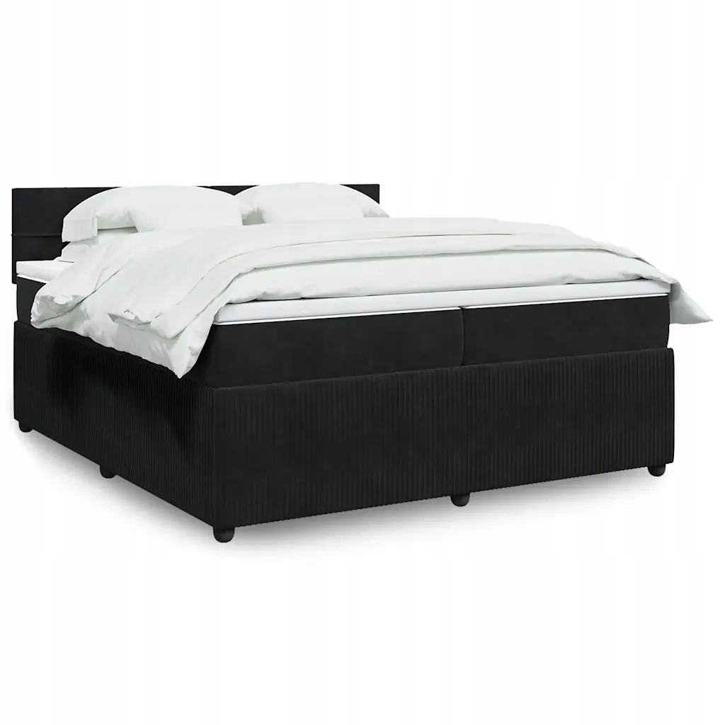 Box spring postel s matrací černá 200x200 cm samet Černý 3287832