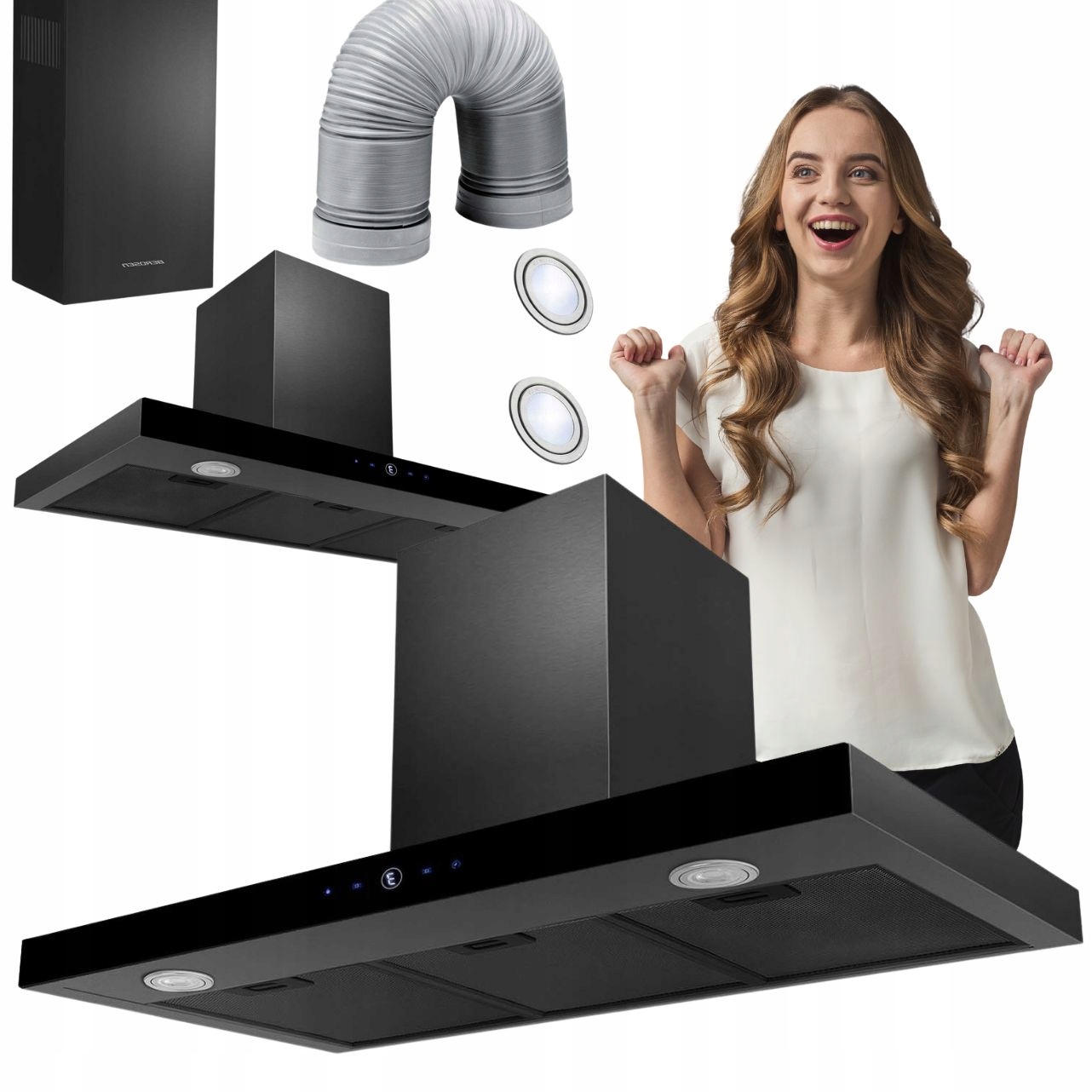 Okap Kuchenny Kominowy Pochłaniacz 90cm Do Kuchni Nowoczesny