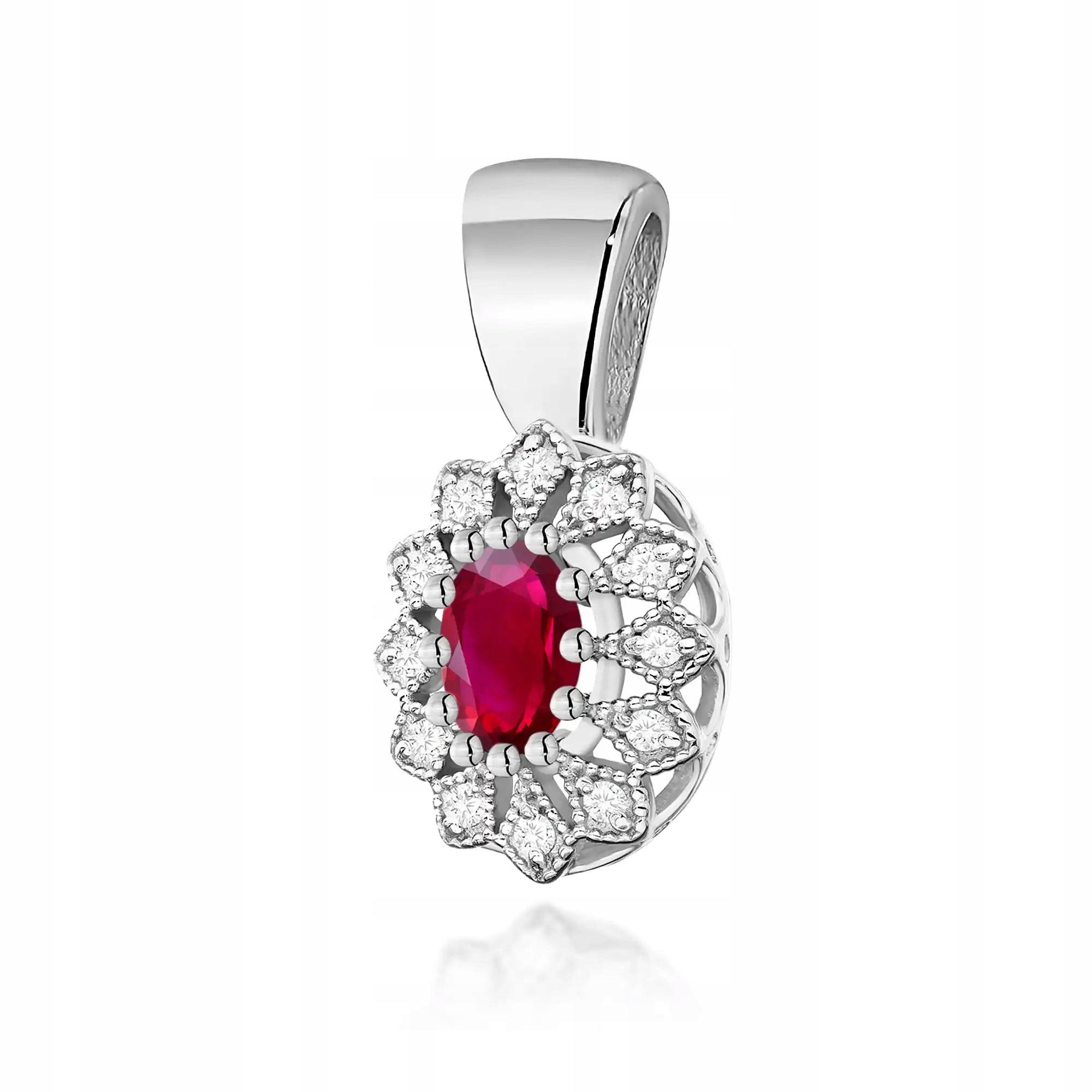 Zlatý ženský přívěsek 585 s rubínem 0,60 ct bílé zlato elegantní módní