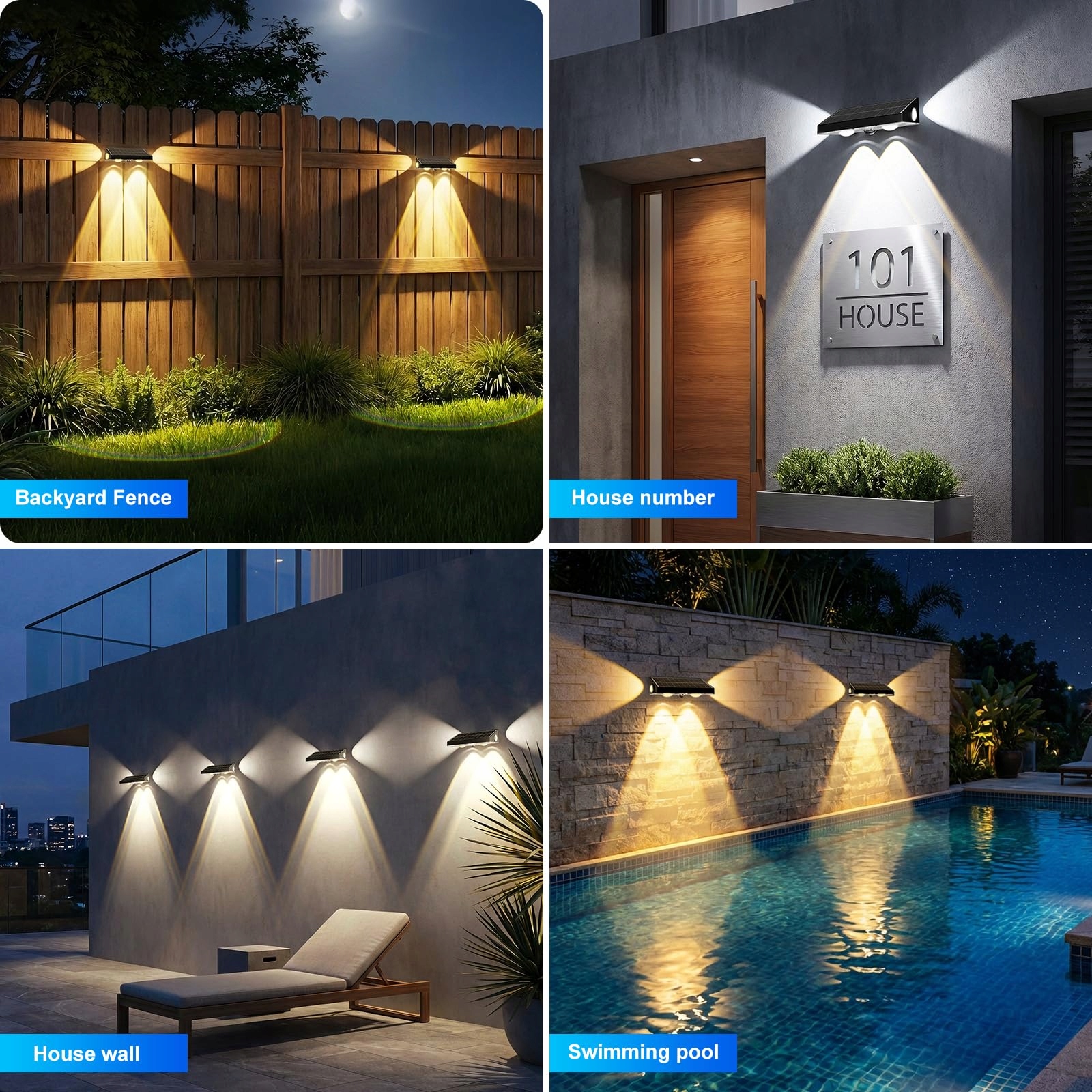 Lampy Solarne Zewnętrzne Na Ścianę Do Ogrodu Balkonu IP65 6 Szt GILIWOSY — miniatura 6