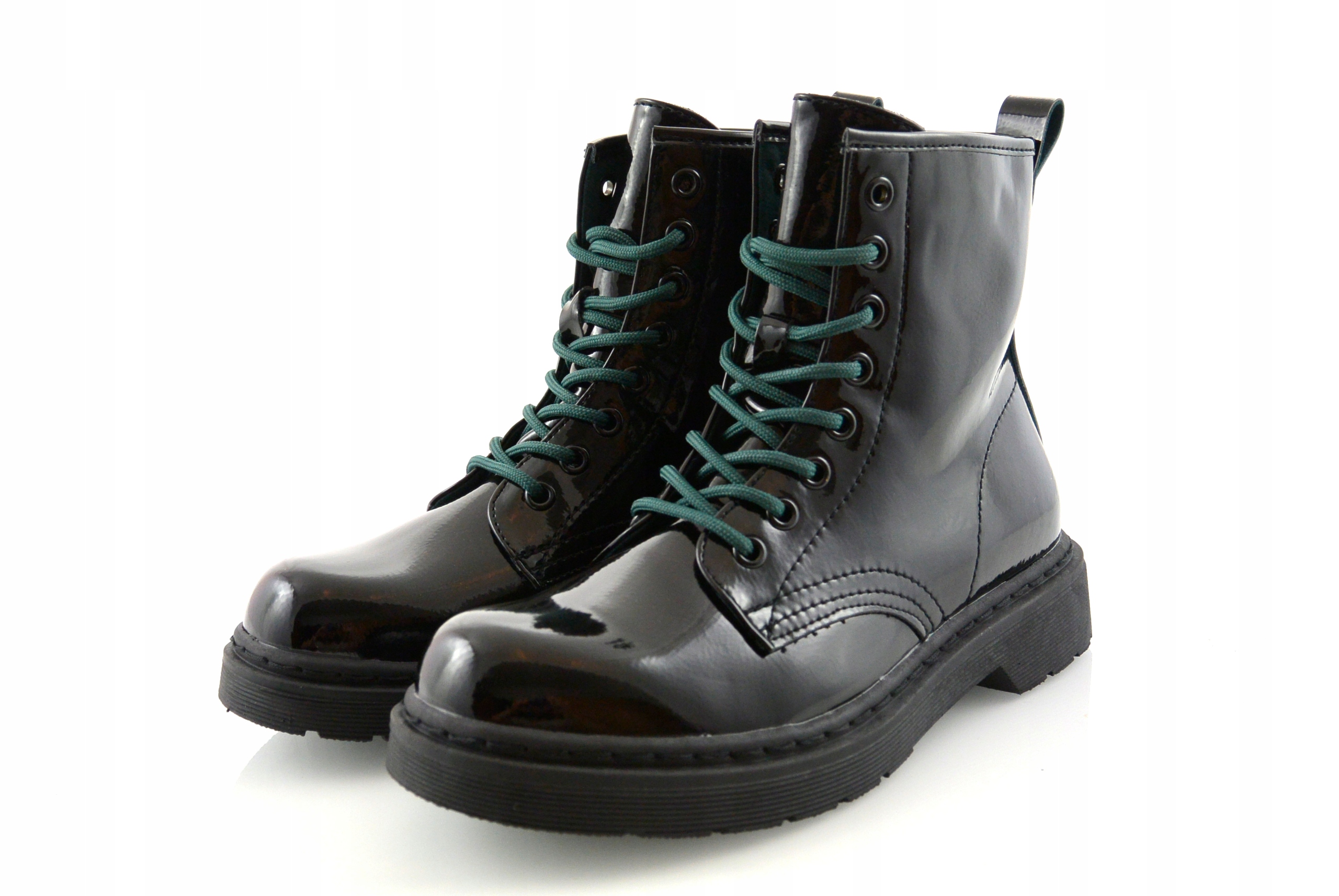 Módní Černé Zateplené Kotníkové Boty Kanady Vázané Lakovaná Eko Kůže 36