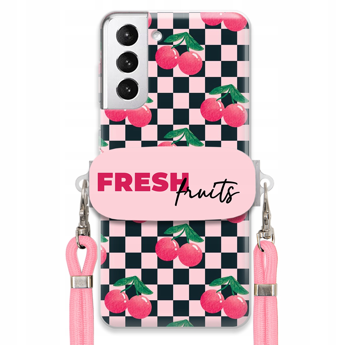 Puzdro pre Samsung S21 Plus Crossbody vodítko držiak šachovnice Fresh Fruits