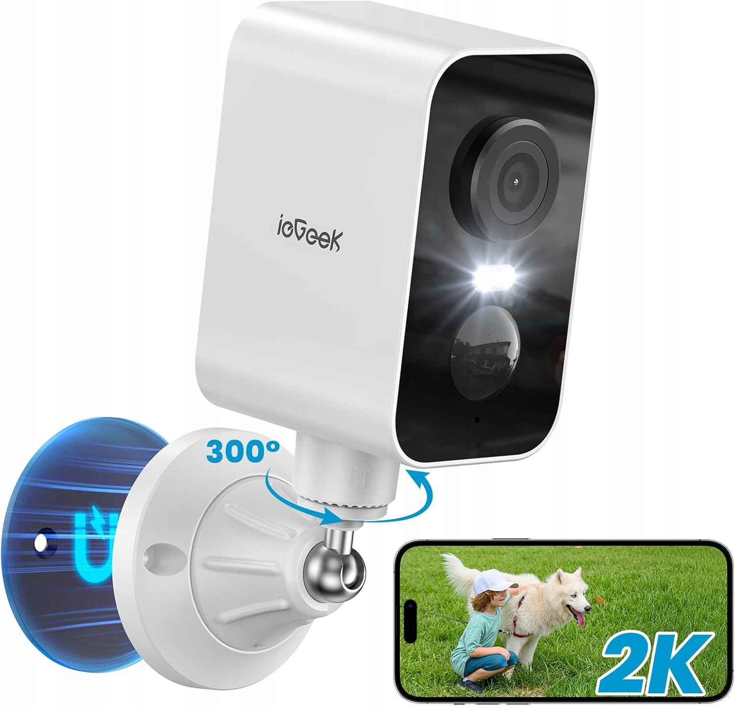 Kamera Zewnętrzna WiFi Smart Kamery 10400mAh Akumulator 2K 3MPX Led Audio