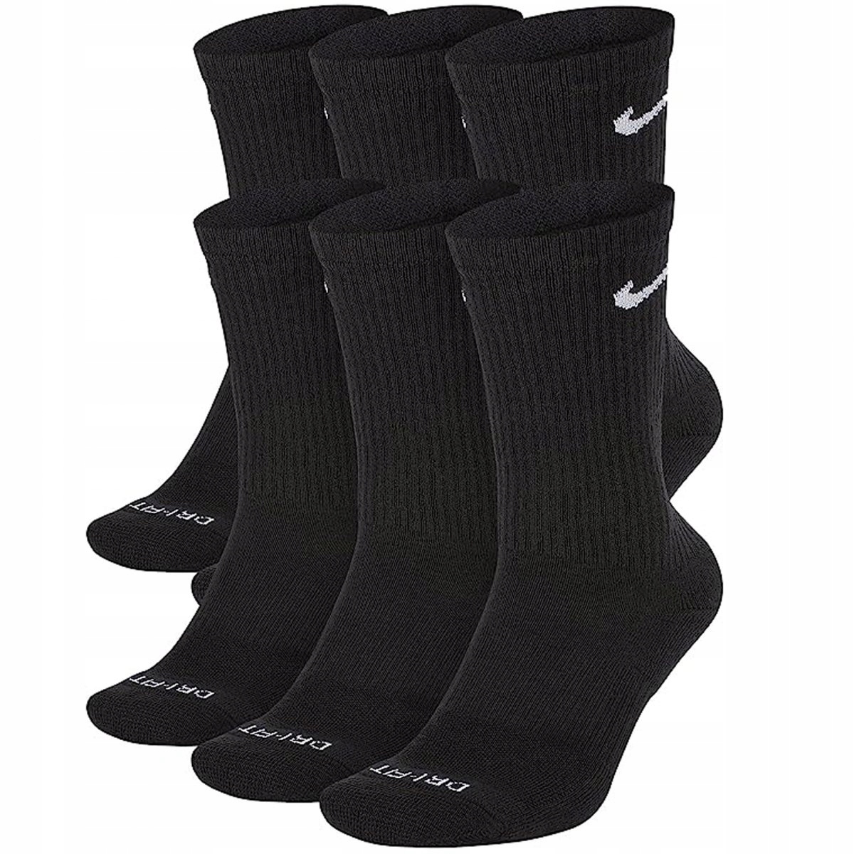 Nike skarpety czarne długie Everyday Plus Dri-Fit 6 par SX6897-010 r 34-38