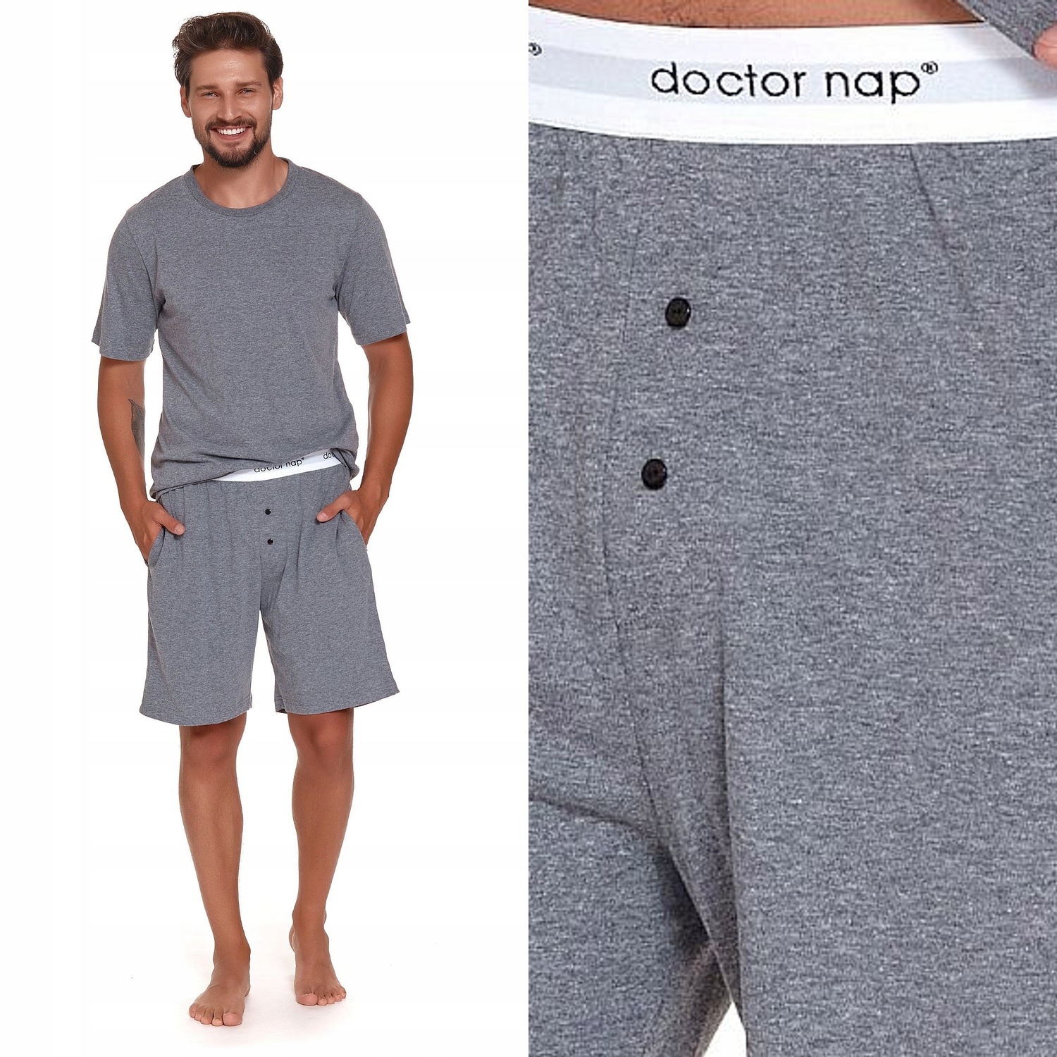 Pánské pyžamo Doctornap Pmb 4332 šedé bavlněné s kapsami 2XL