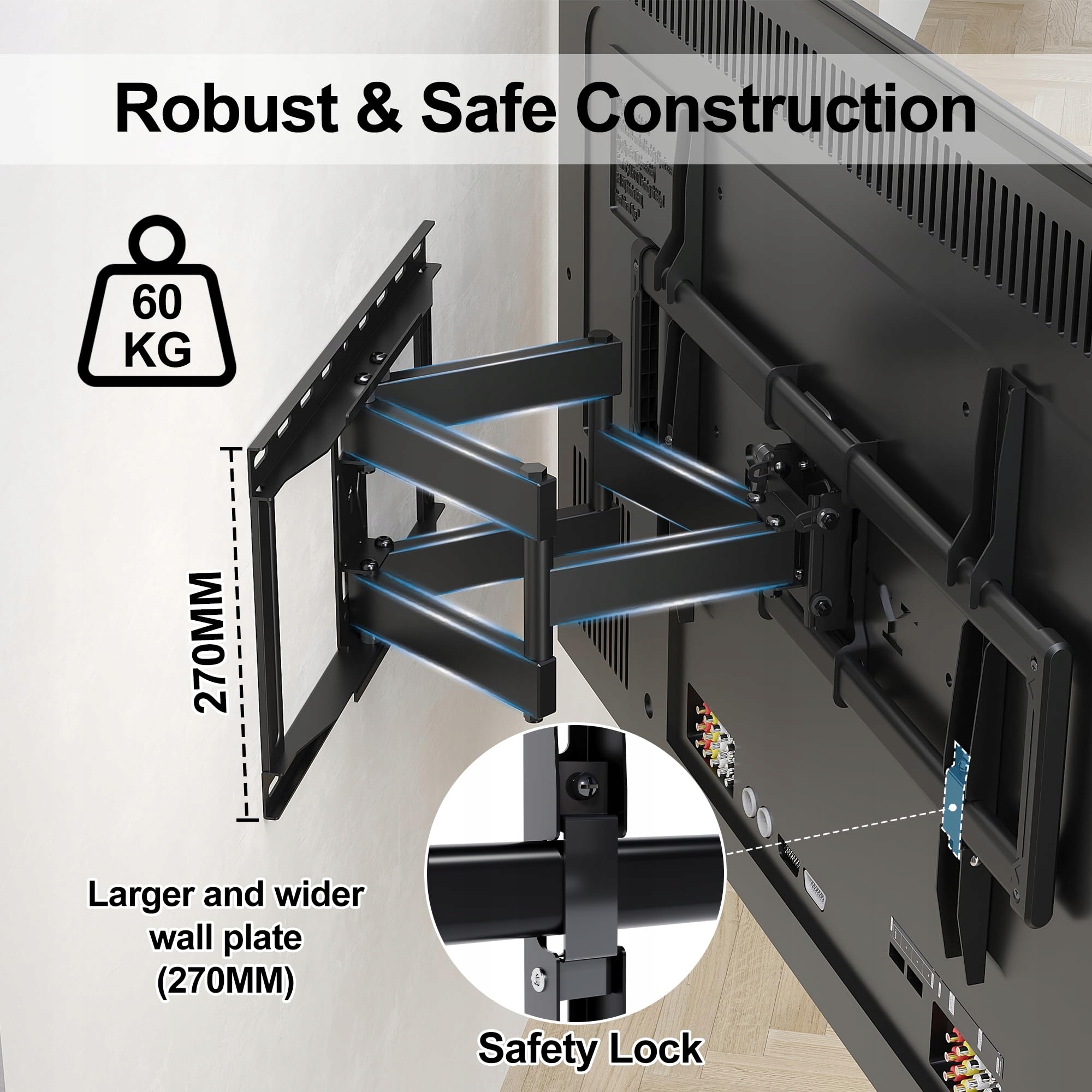 BONTEC Uchwyt TV Ścienny 37-85 cali Do 60kg VESA 600x400mm — miniatura 2