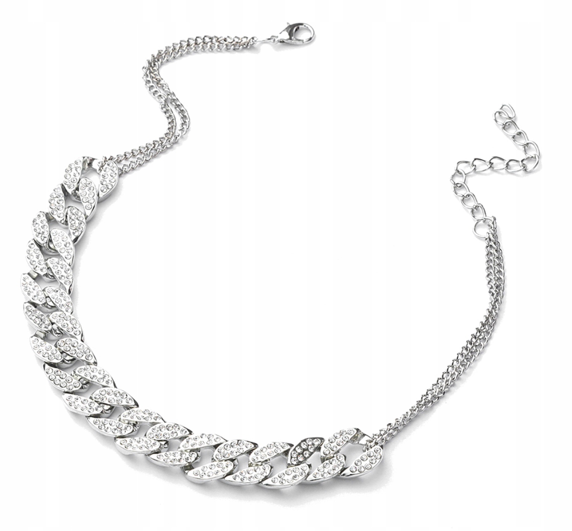 

Naszyjnik Łańcuch Choker Srebrny Z Cyrkoniami Ice