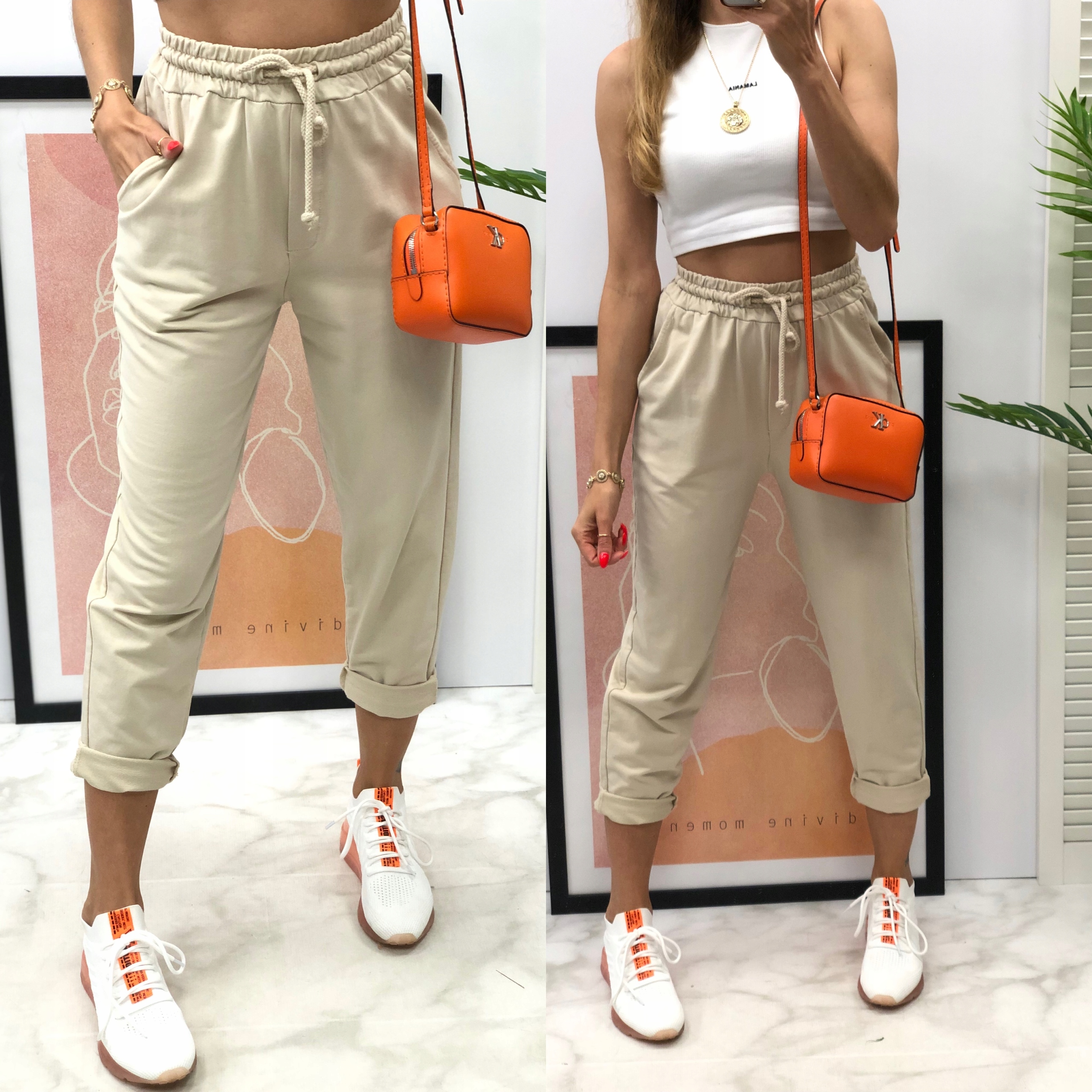 WIYA ITALY SPODNIE DRESOWE beż new model 2024 Fason inny