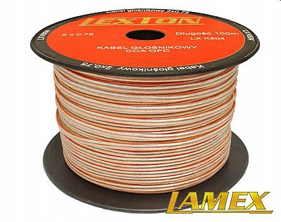 

Kabel głośnikowy 2x0,75mm2 Przeźroczysty
