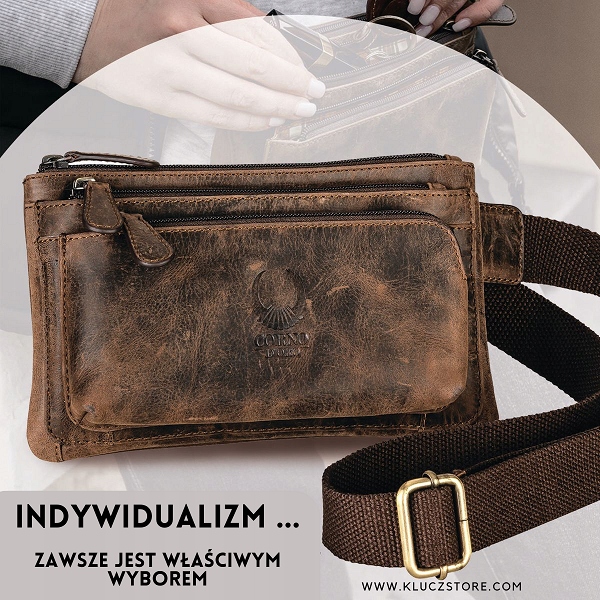 Ledvinka kyčelní kožená taška hnědá