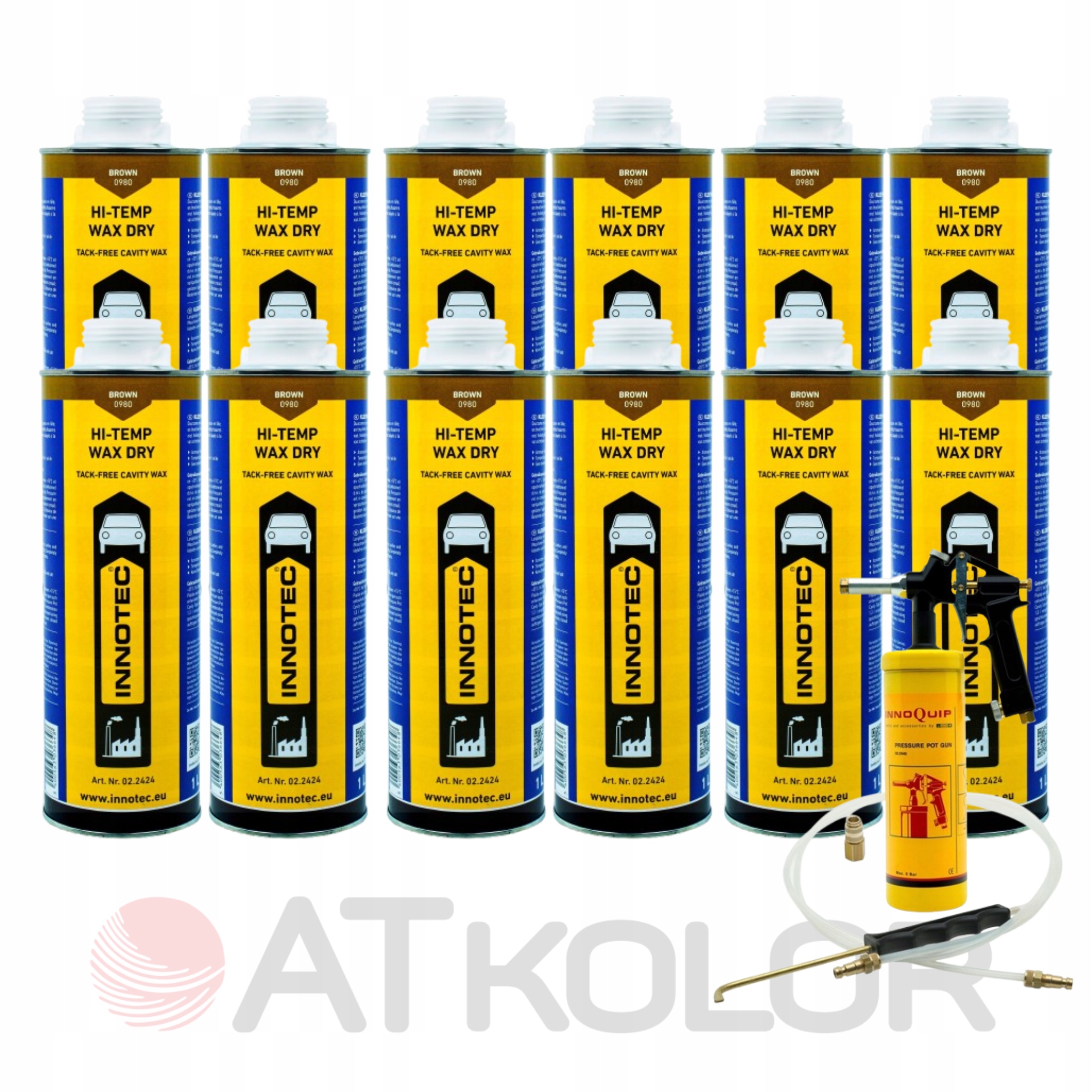 Suchý vosk na údržbu podvozku Innotec Wax Dry Hnedý 12 Pištoľ