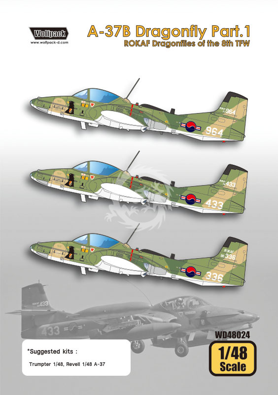 A-37B Dragonfly Part.1 Rokaf Dragonfly of the 8th Tfw Wolfpack WD48024 1/48