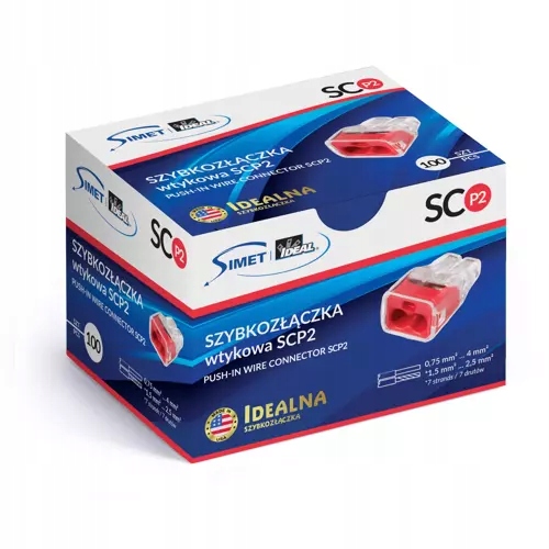 SZYBKOZŁĄCZKA WTYKOWA 2 TORY 0,75-4 mm SIMET 100 Kod producenta 88000001