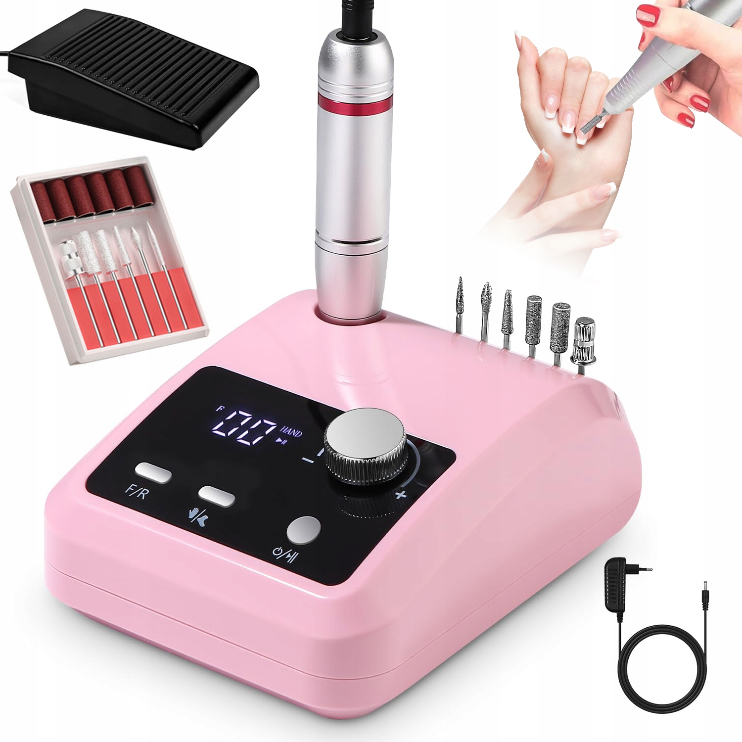 Elektrický Pilník Na Nehty S LCD Displejem A Pedálem Ergonomická Rukojeť