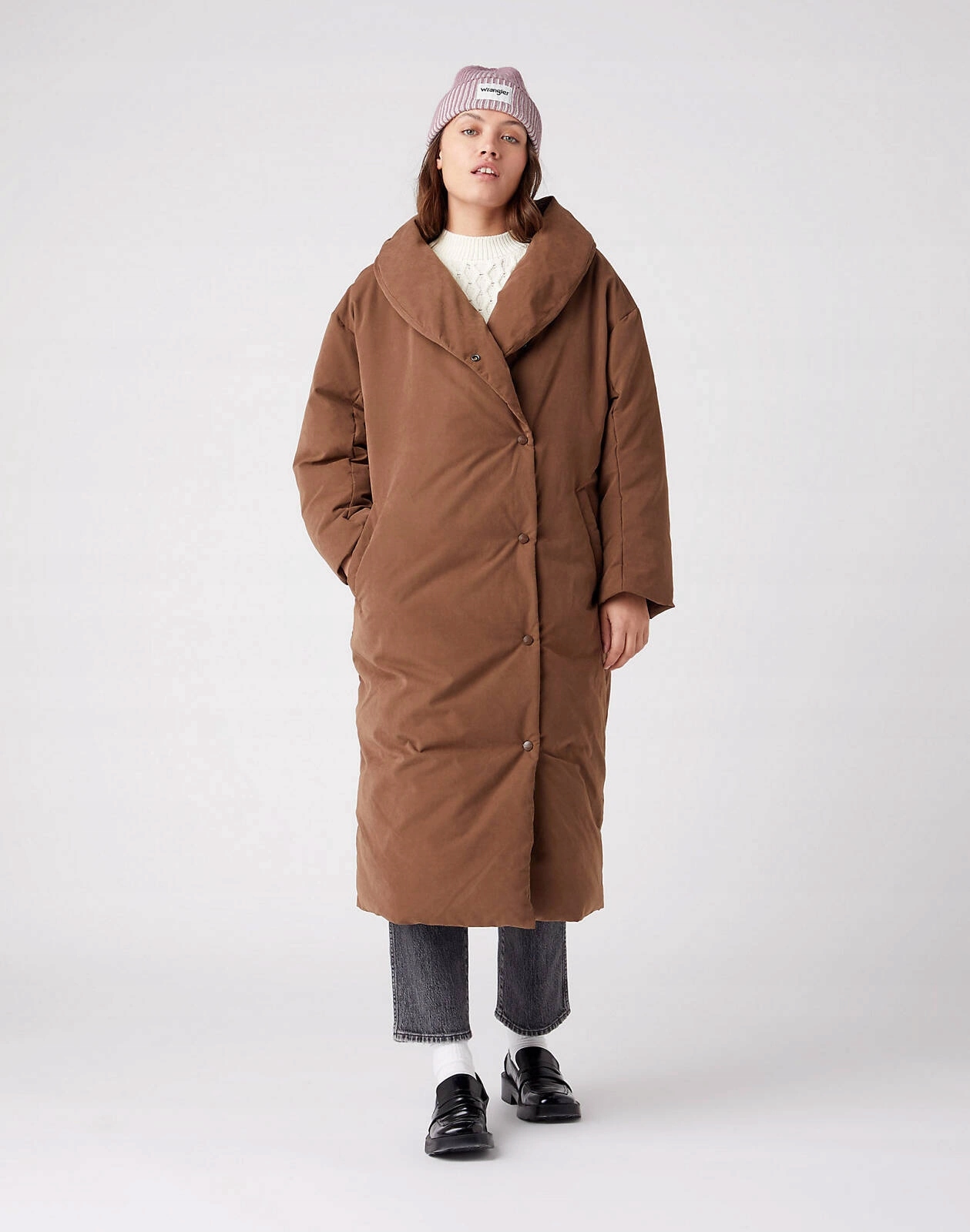 Dámská péřová bunda Wrangler Duvet Puffer Brown W4T7XFXEP XXL