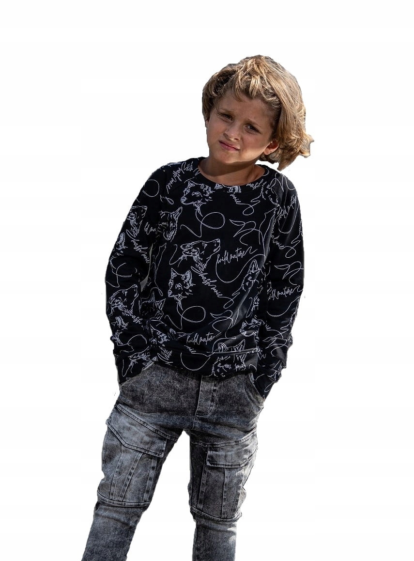 

Czarna bluza z wilkiem wolf Mash Mnie 152/158