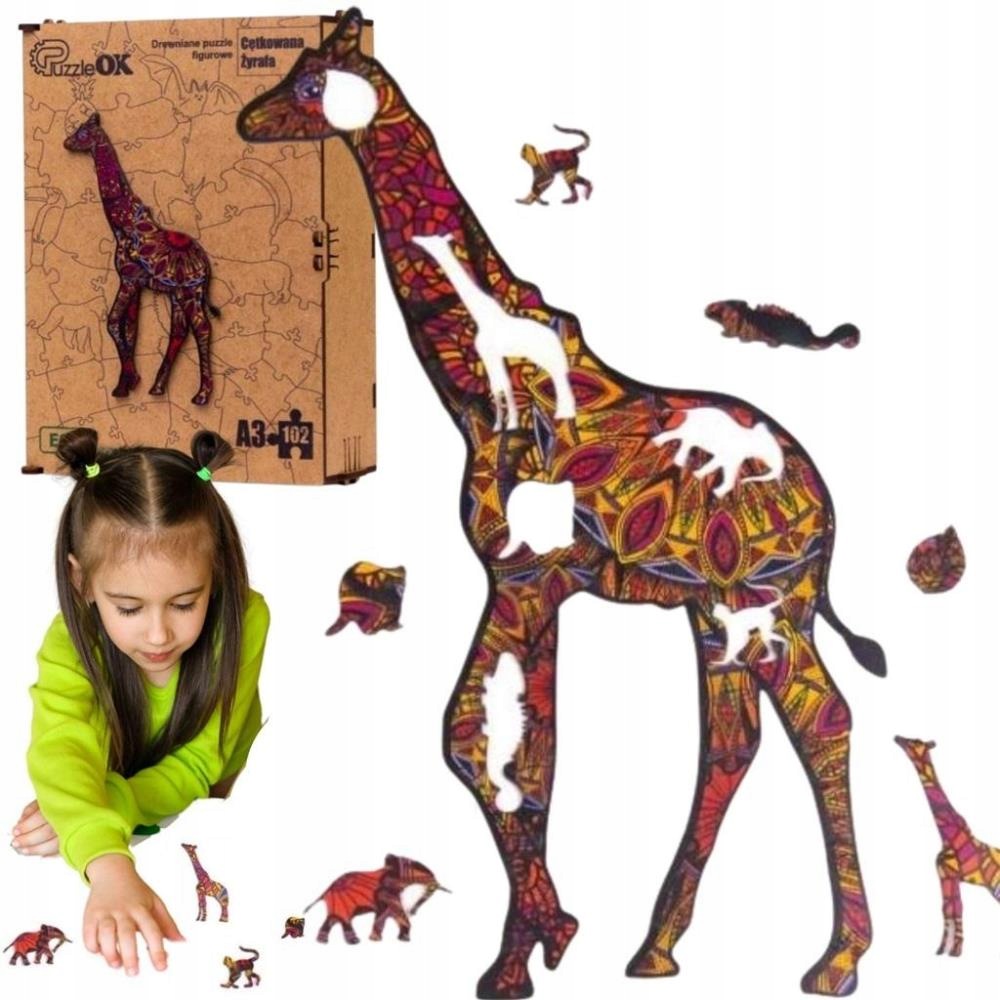 Puzzle Drewniane Eko 102 Cętkowana Żyrafa A3