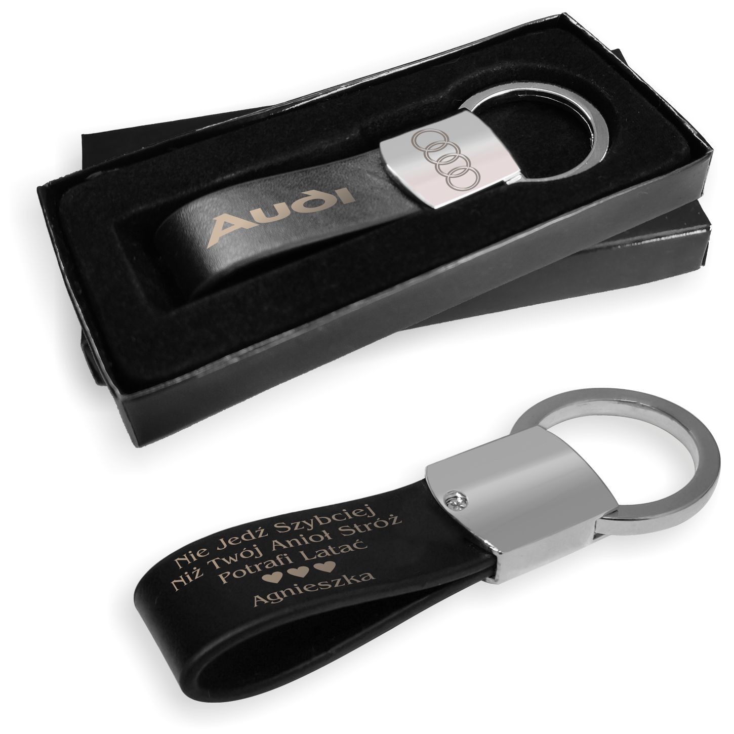 

Brelok metal ekoskóra Auto dedykacja Grawer [si]