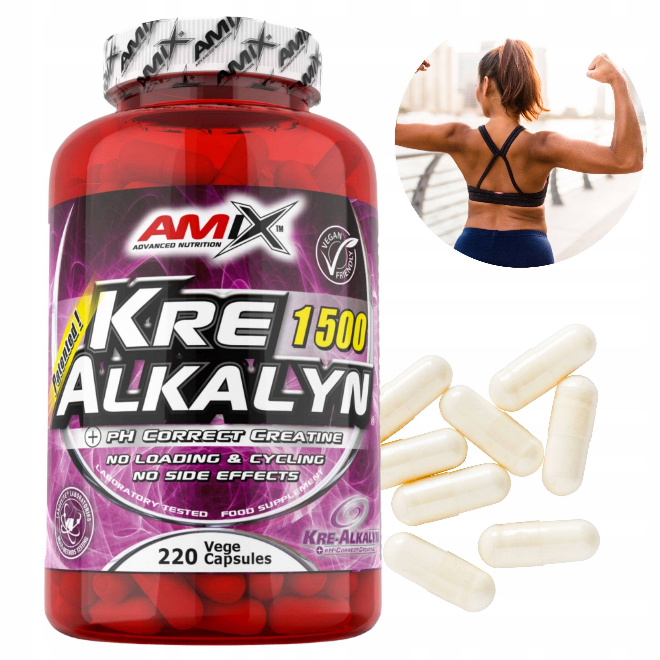 Kreatyna Čistý Monohydrát Creatine Monohydrate Capsules KreAlkalyn 220
