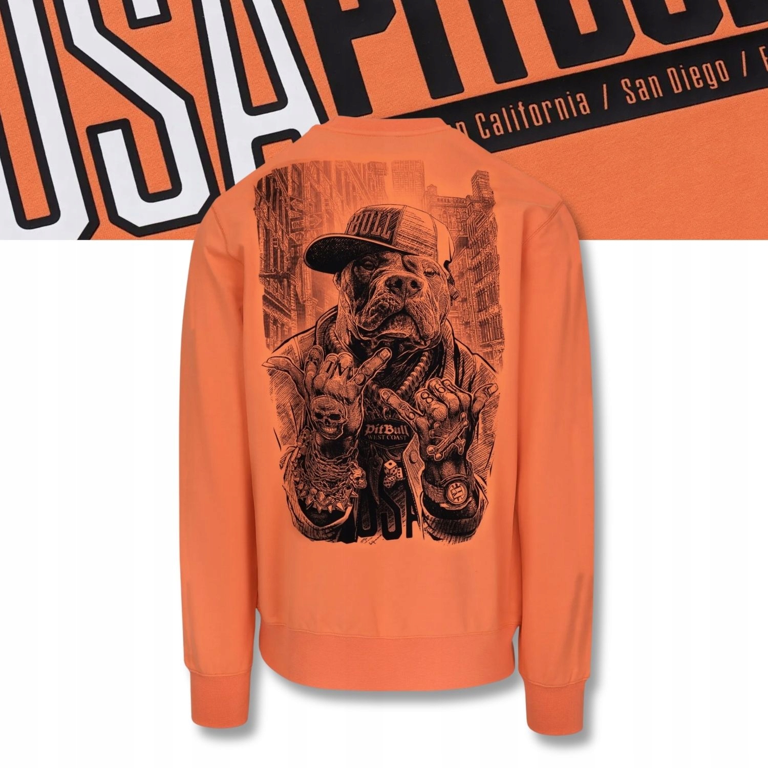 Męska Bluza Pitbull Usa Bluza bez kaptura duży nadruk print XL