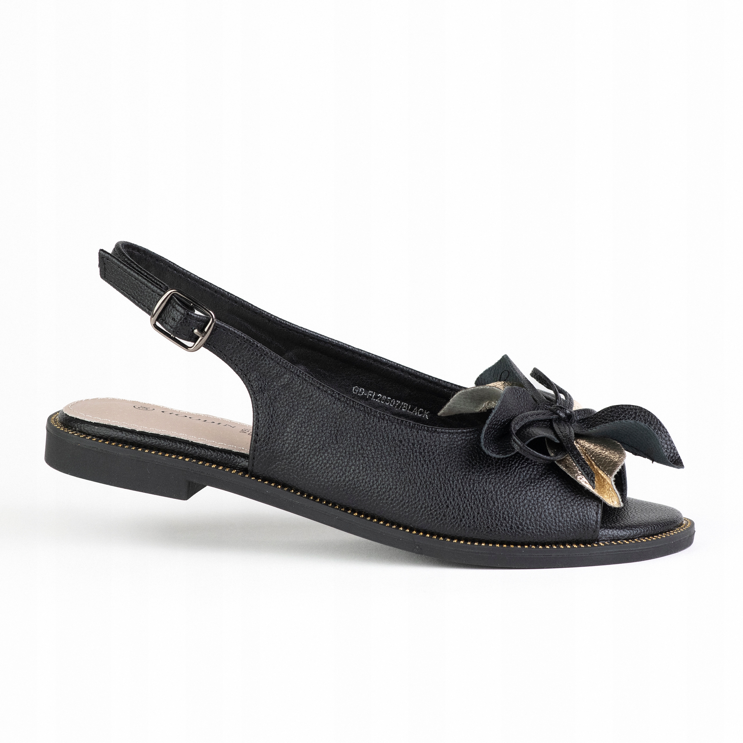 Dámské sandály Goodin GD-FL26507 kůže květ lehké pohodlné černá 41