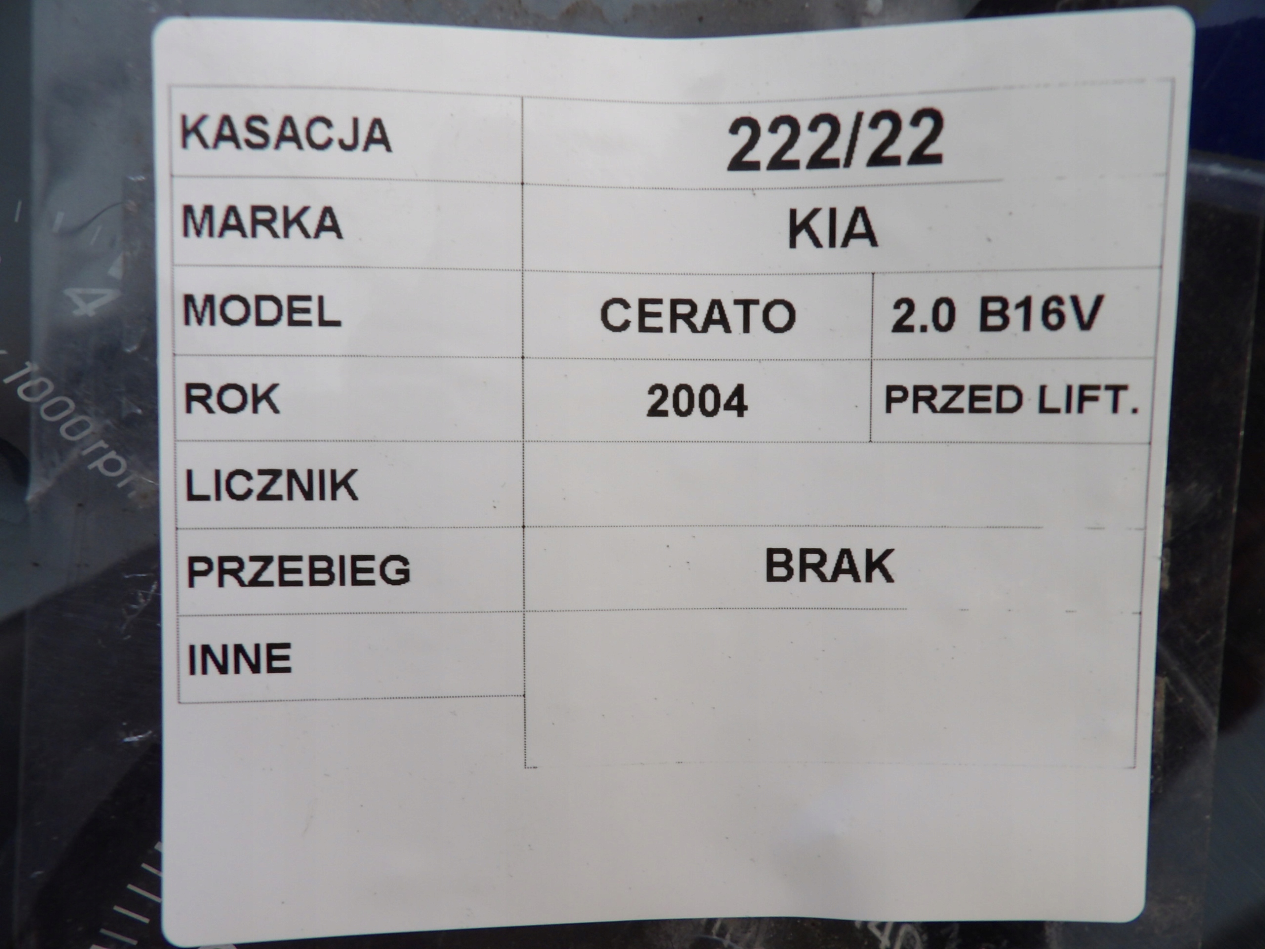 OROLOGIO, LICZNIKI KIA CERATO E 94003-2F340