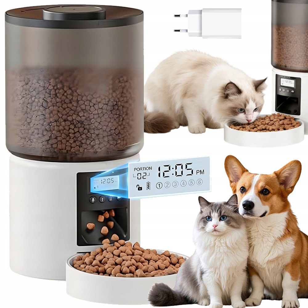 Levně Automatický Podavač Krmiva Pro Kočky Psa 4L S LCD Obrazovkou Nahrávání Hlasu
