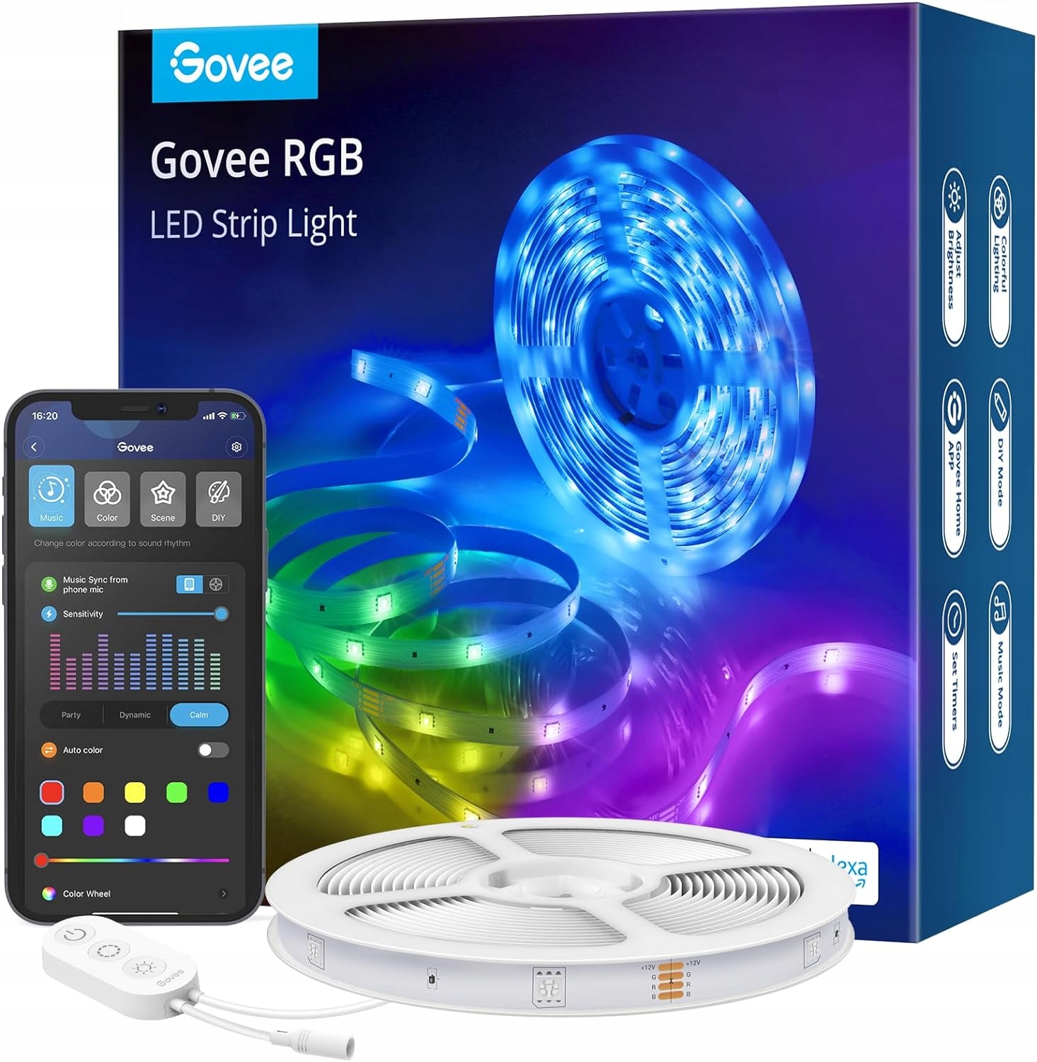 Govee WiFi 5m inteligentna taśma LED wi-fi 5m RGB (H6159) • Cena ...