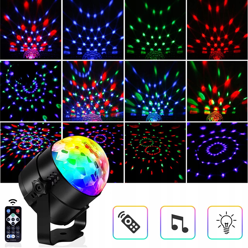 Diskotékový Projektor Rgb Led Koule Světla Reflektor Na Párty S Dálkovým Ovládáním