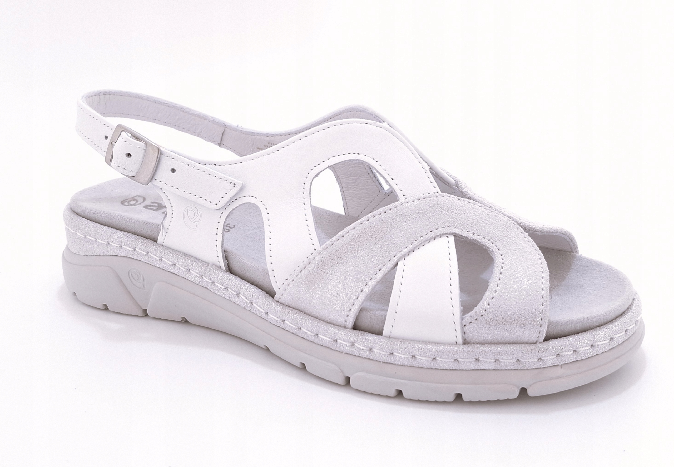 Dámské kožené sandály bílo-šedé Suave 710230 vel. 41