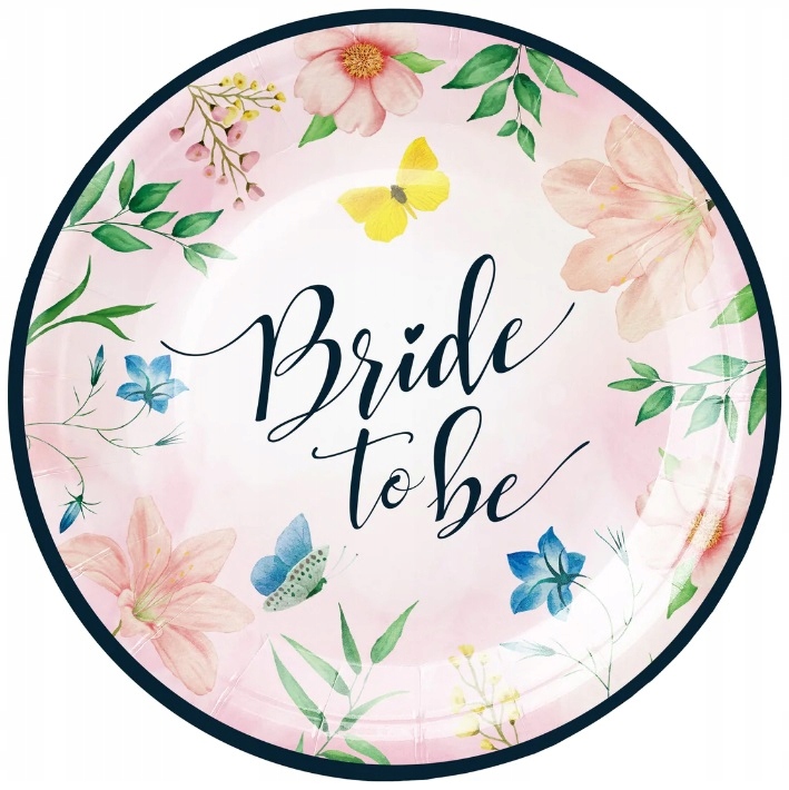 TALERZYKI BRIDE TO BE WIECZÓR PANIEŃSKI KWIATY 6SZ