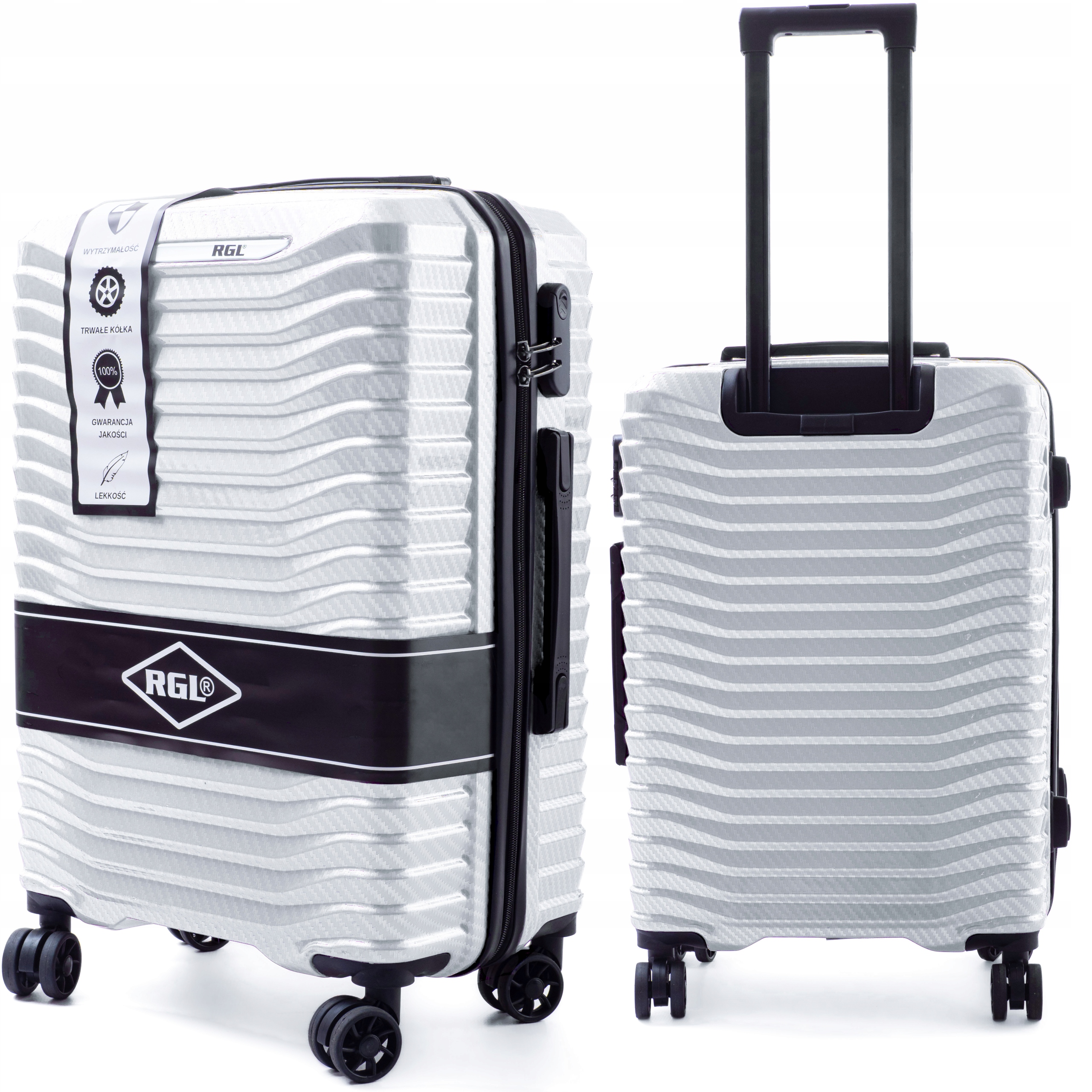 DUŻA WALIZKA NA KÓŁKACH XL POLIKARBON 60L Marka RGL