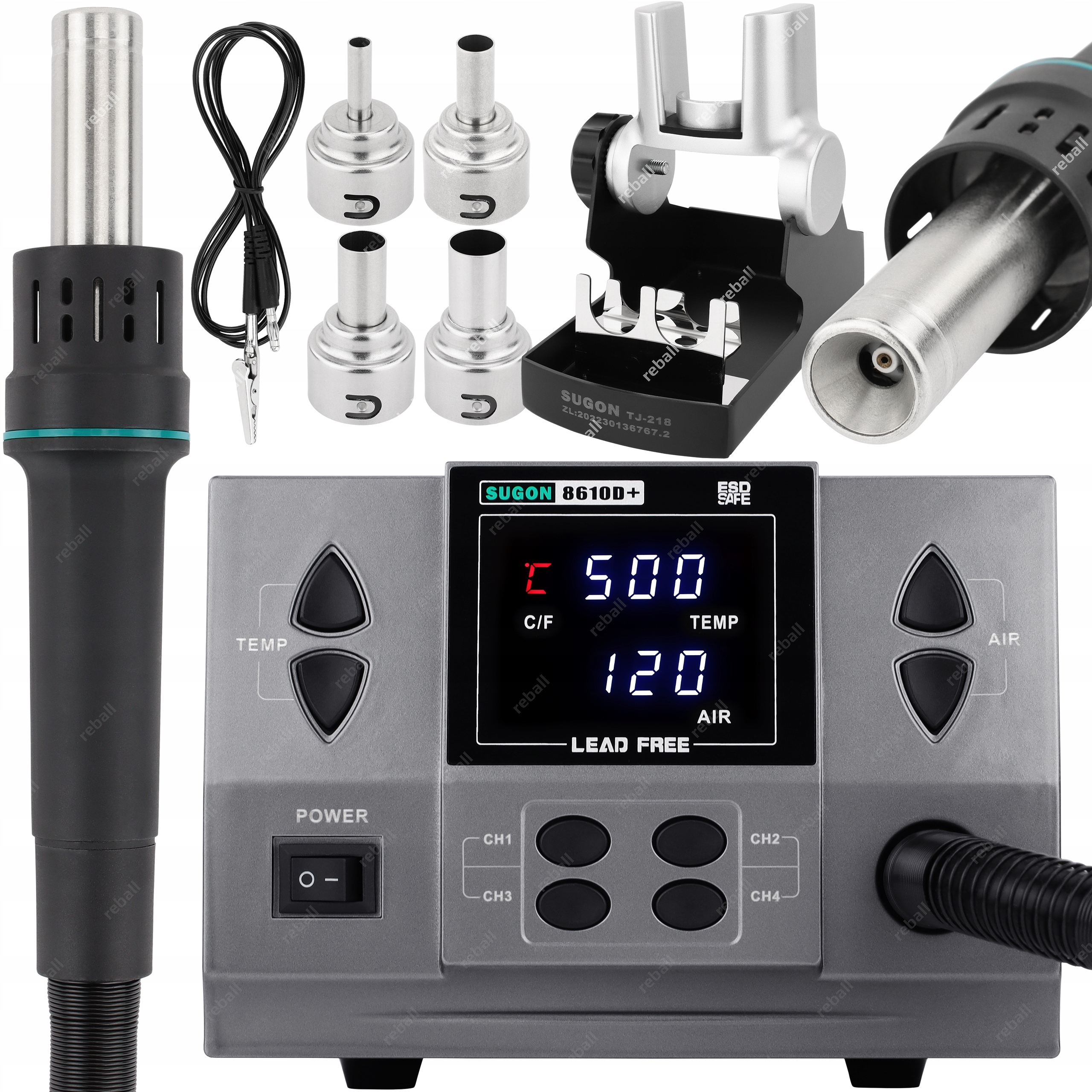 Horkovzdušná Pájecí Stanice Pro Svařování Plastů Bga Smd Sugon 8610D+ 1000W