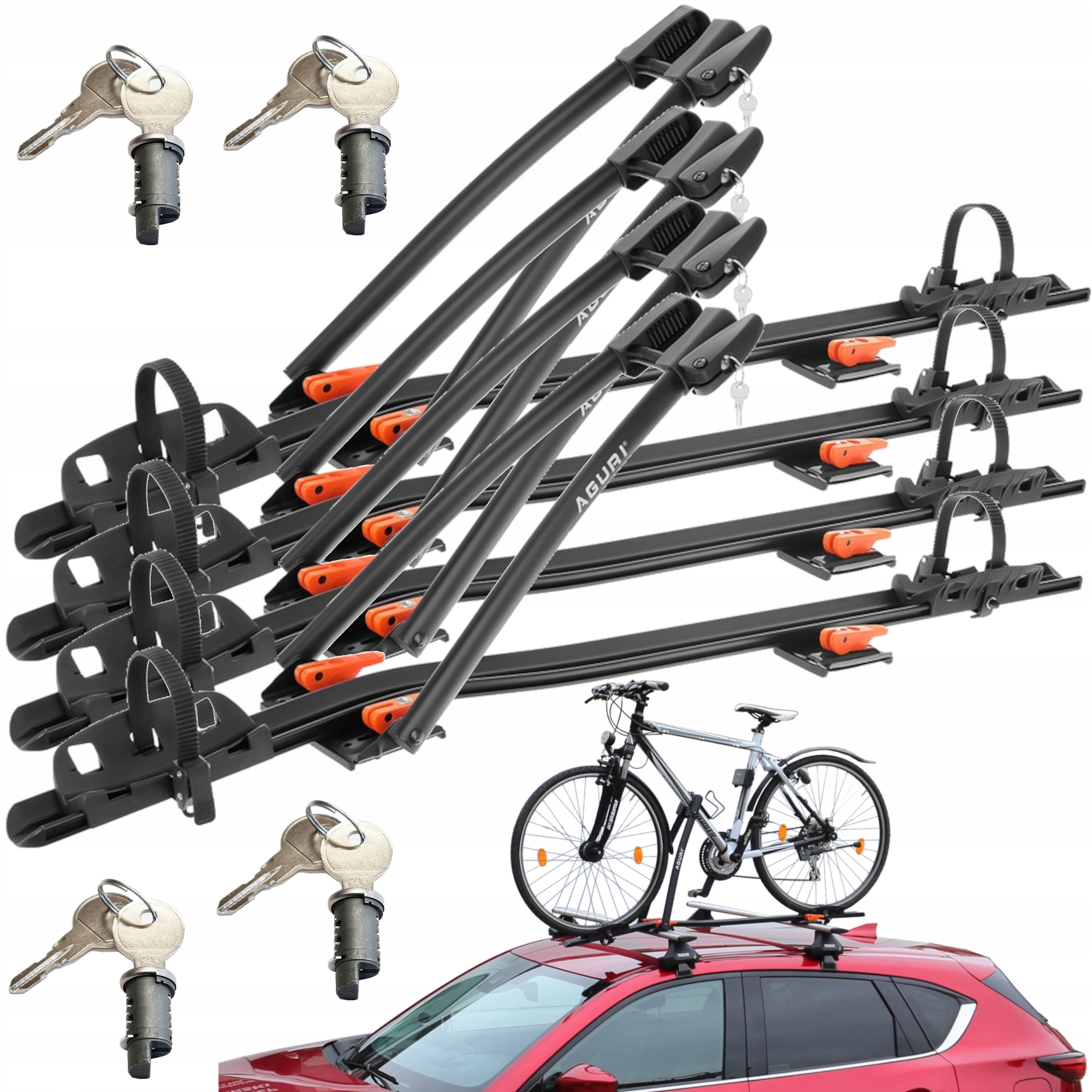

Uchwyty rowerowe na dach bagażnik na cztery rowery