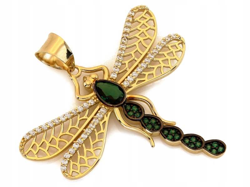 Elegantní zlatý 585 14kt přívěsek s motivem vážky 4.17 g jako dárek k řetízku