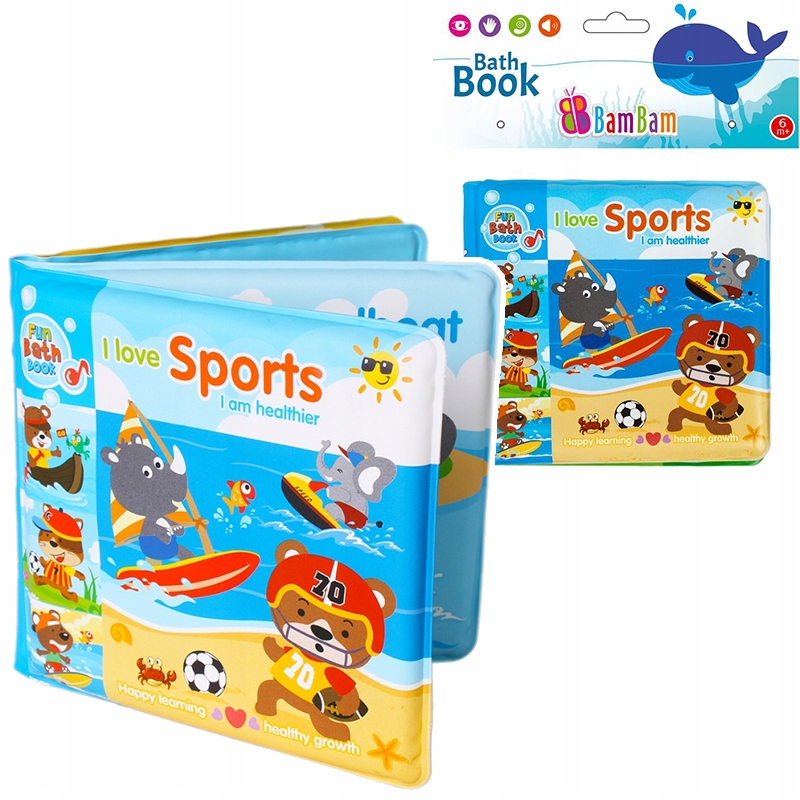 Książeczka do kąpieli miękka z piszczałką Sport