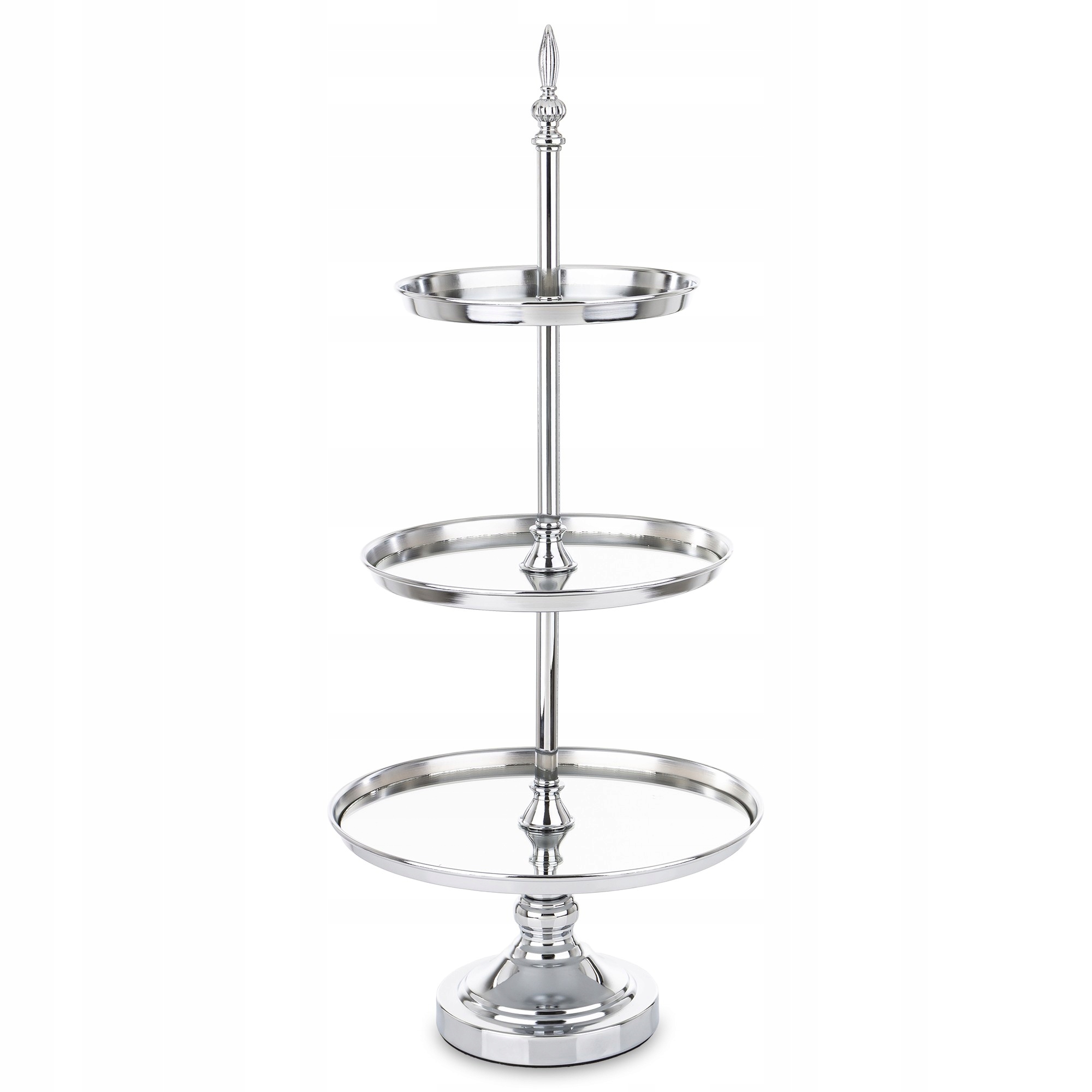 Strieborná vysoká poschodová zrkadlová miska Dekorácia Lesk Ozdoba Glamour