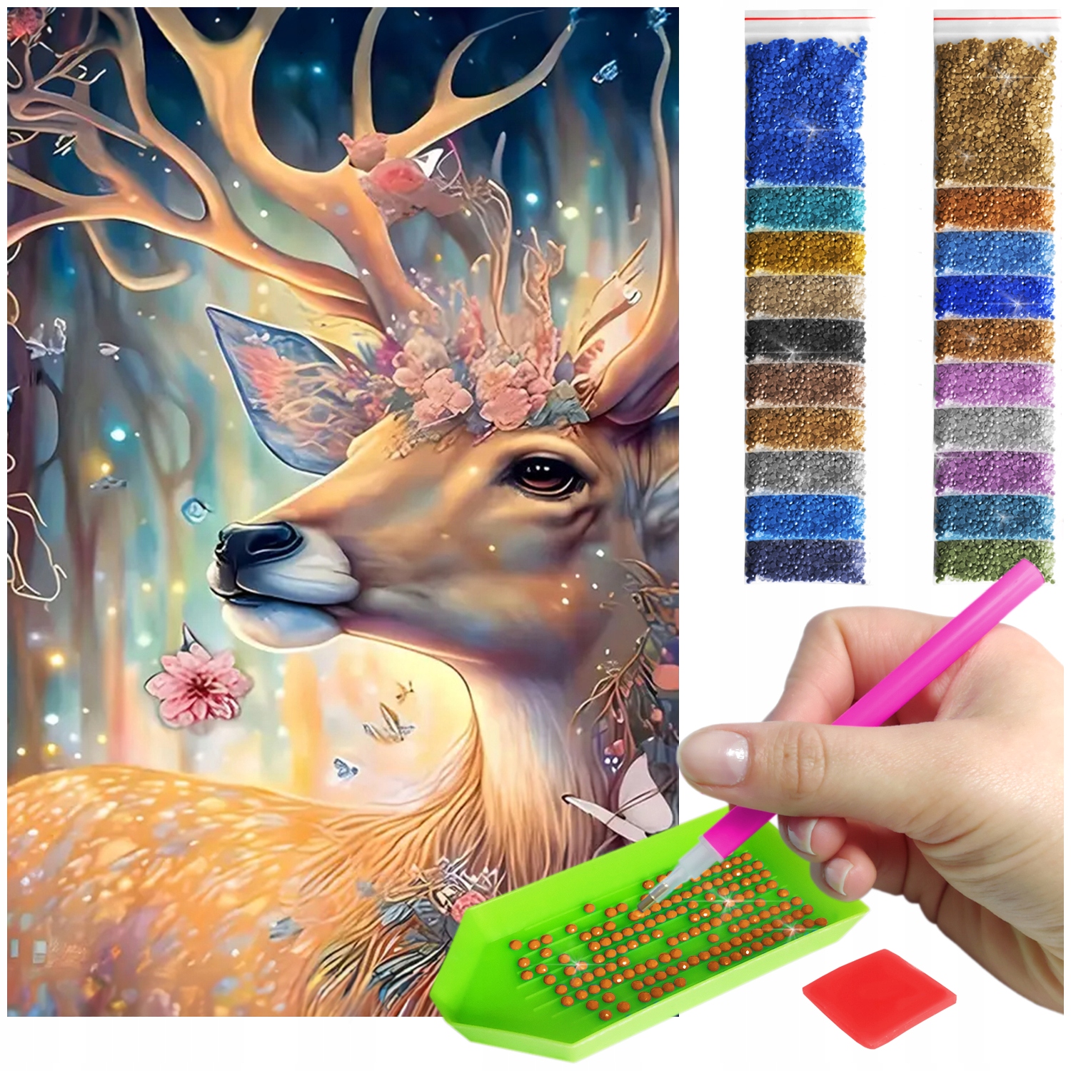 Výšivka Diamantová Diamond Painting mozaika jelen sada příslušenství