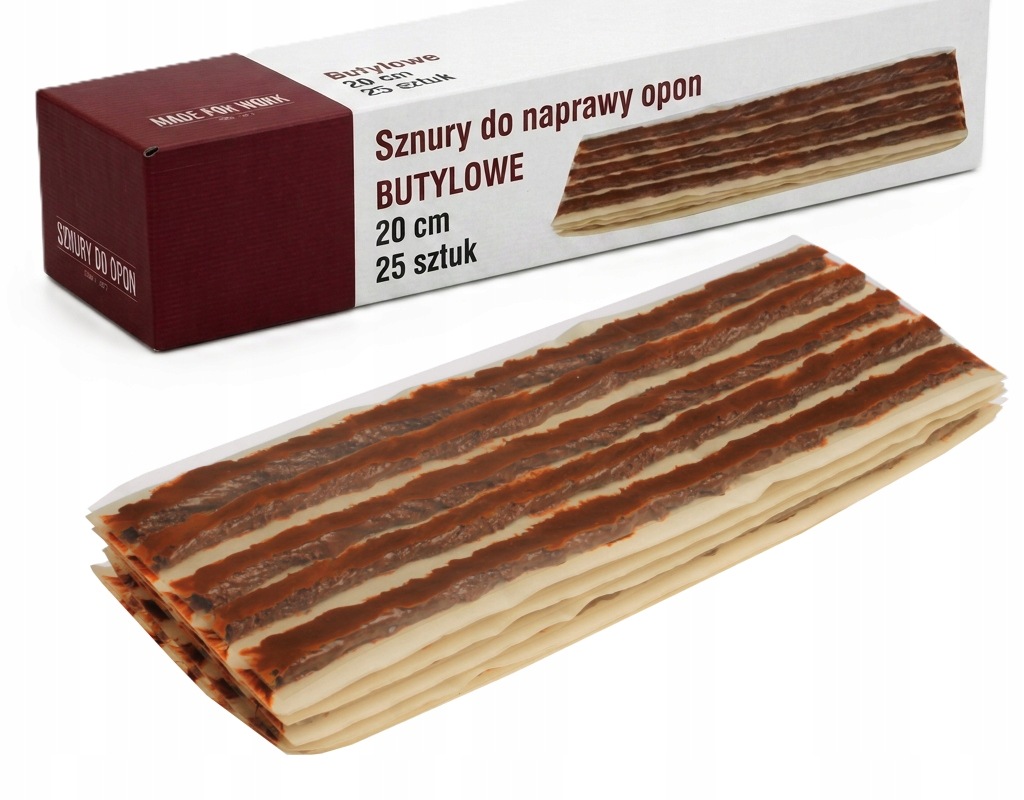 Mjw Sznury naprawcze 6mm 20cm do opon bezdętkowych wulkanizacyjny 50 sztuk