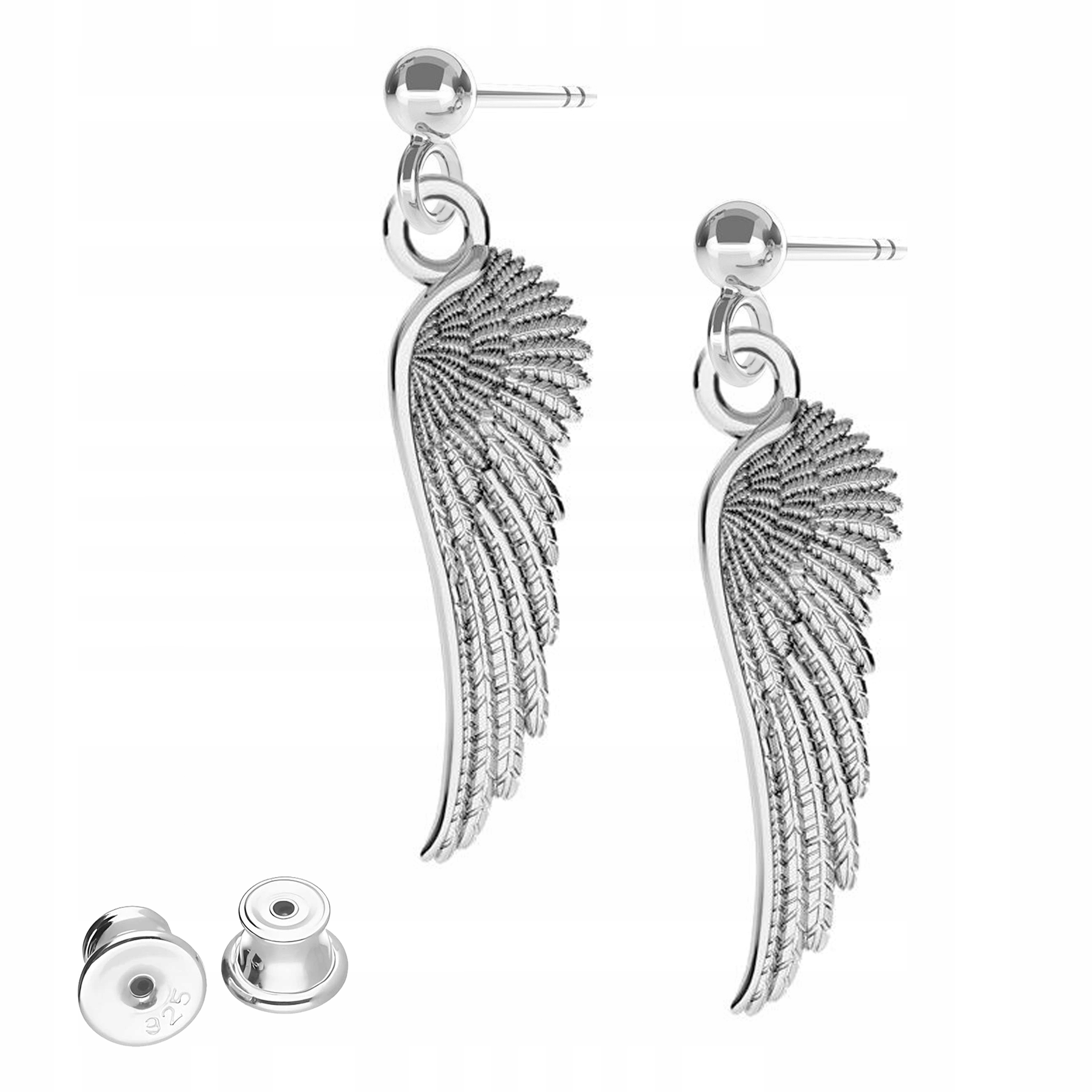 Stříbrné Náušnice s křídly Křídla Závěsná křídla Stříbro 925