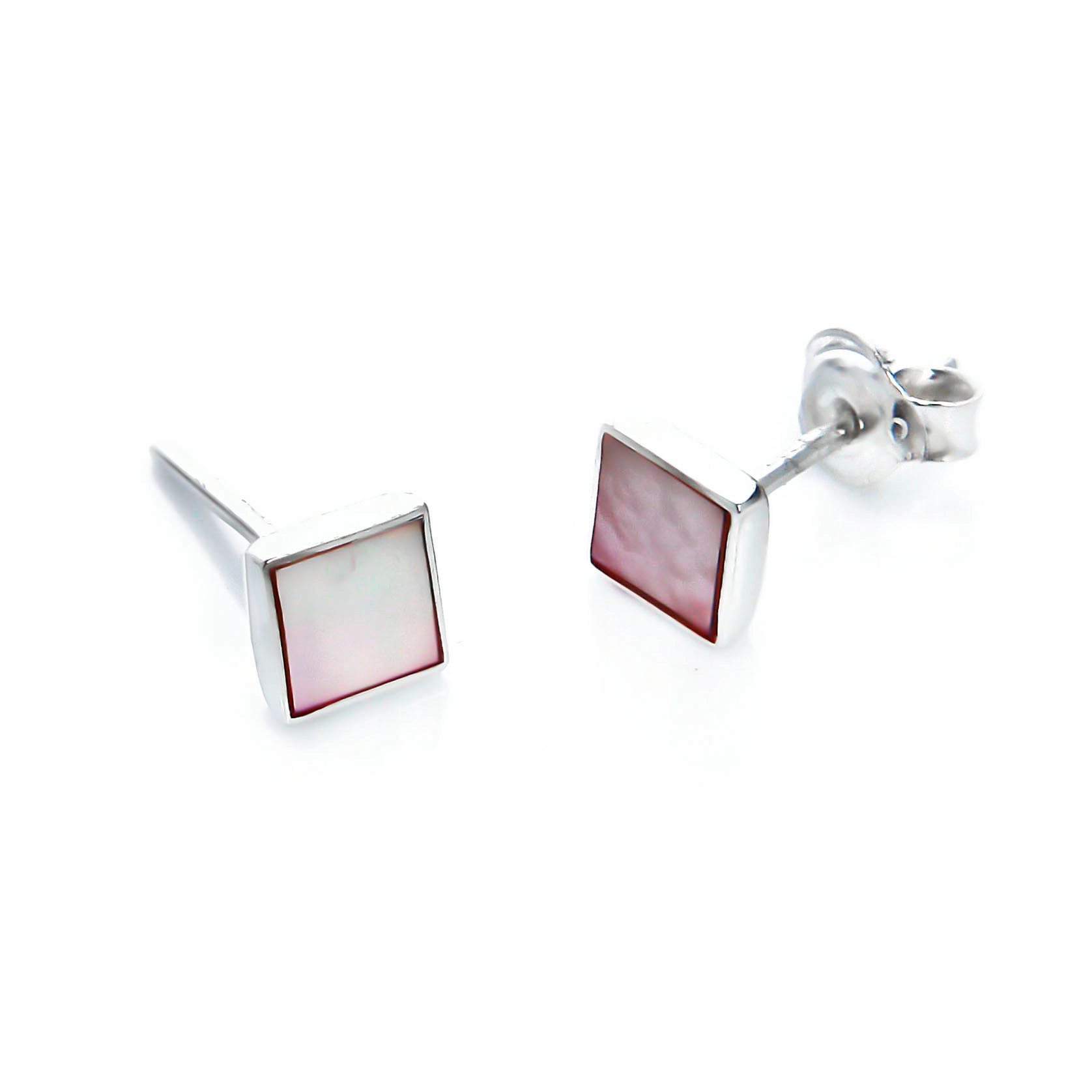 

Srebrne Kolczyki Kwadratowe Z Masą Perłową 925