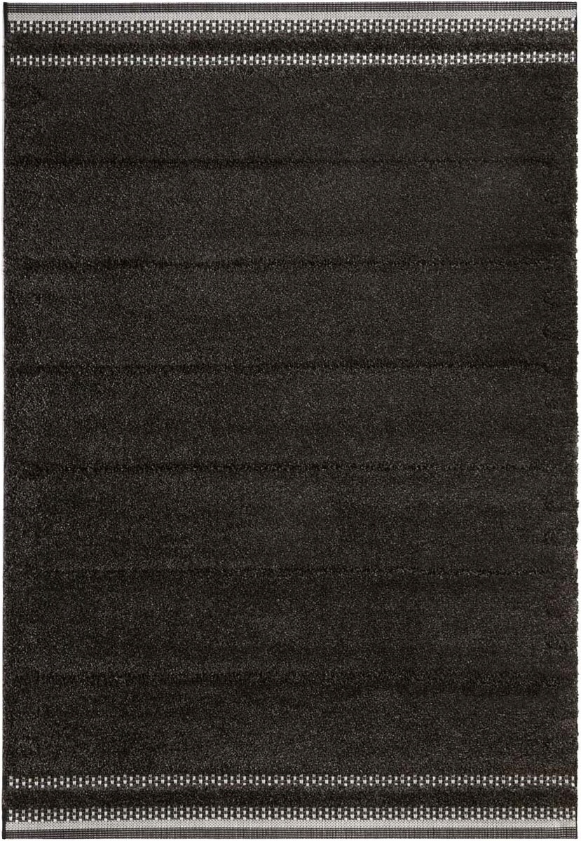 Antracitový hrubý shaggy koberec do obývačky, boho vzor 200x290 cm