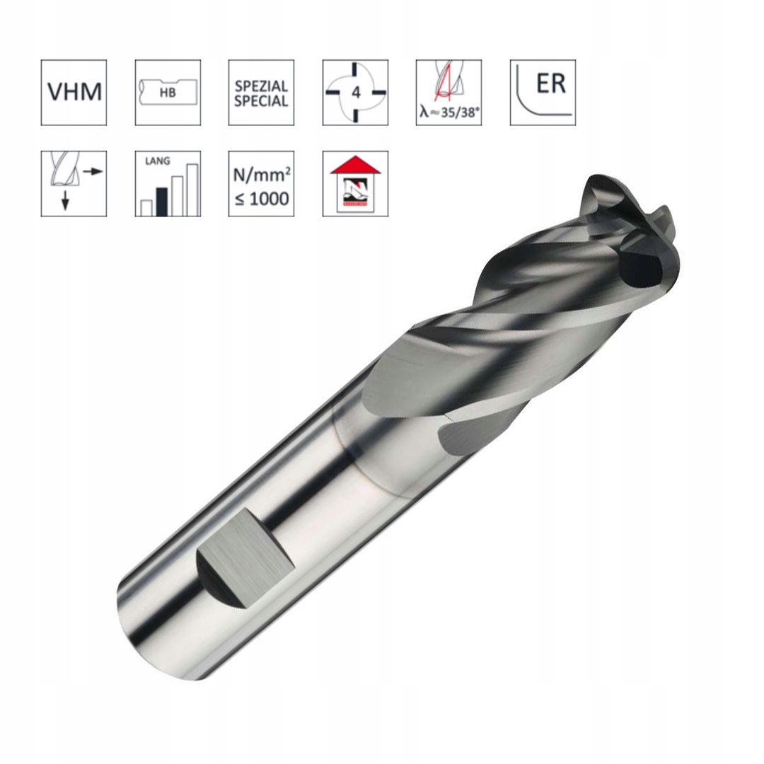 Karbidová Stopková Fréza Fi 6,0 R1,0 13/57 Z4 HB6 Vhm Blue Cut