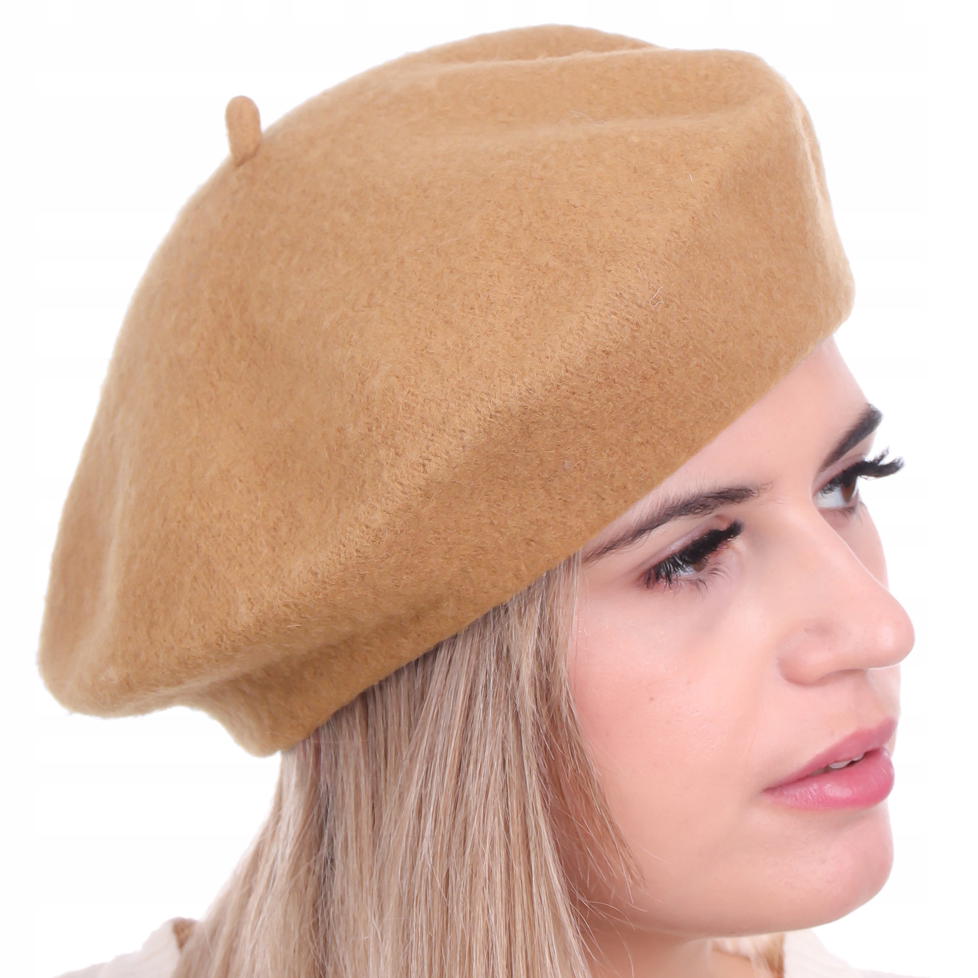 

Beret z antenką damski w stylu francuskim wełniany