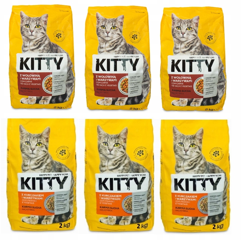 Levně Krmivo suché pro kočky Kuřecí jehněčí mix 6x2 kg Kitty