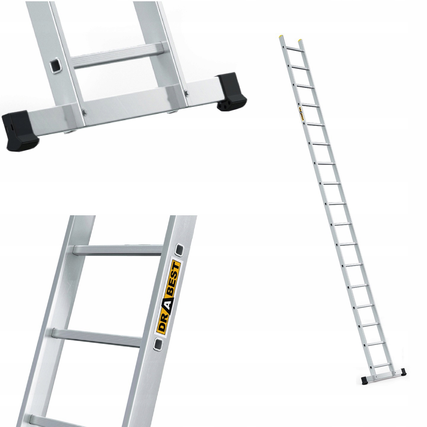 Žebřík 1x17, profesionální, 17 příček Drabest Hák